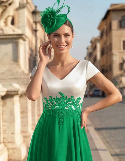 A-Line V-Neck Tea-Length Mother Of The Bride Dresses With Chiffon, product image 17