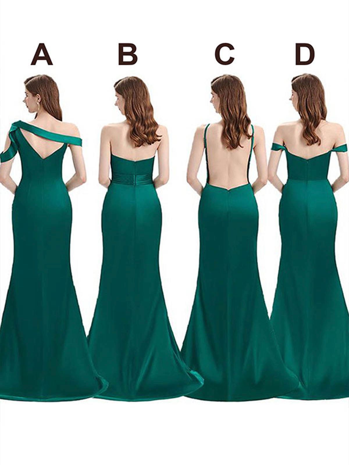 Mermaid Floor-Length Stretch Satin Bridesmaid Dresses With Split Front, product image 2