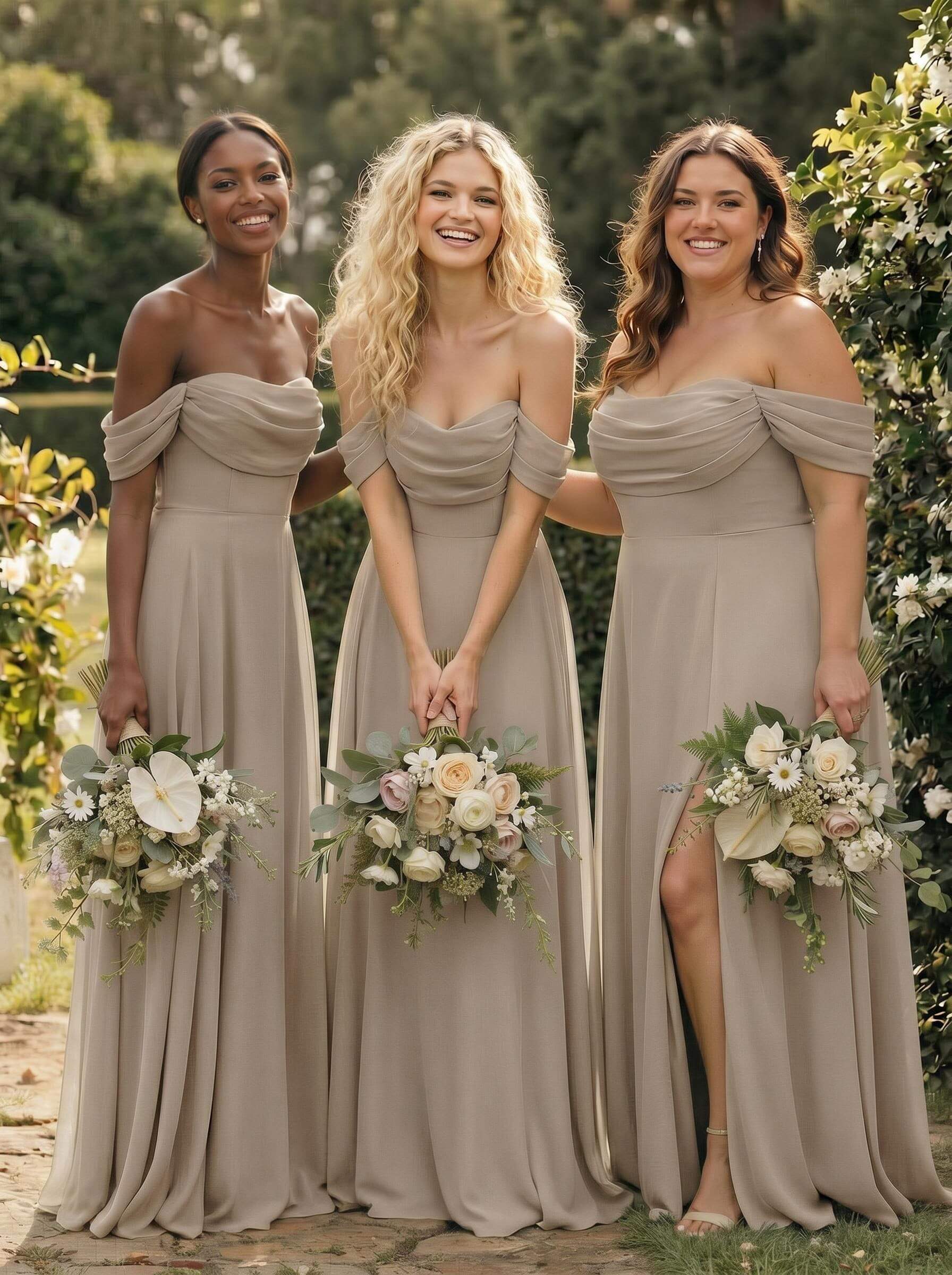 A-Line Off-The-Shoulder Sleeveless Floor-Length Chiffon Bridesmaid Dresses With Split Front, product image 181