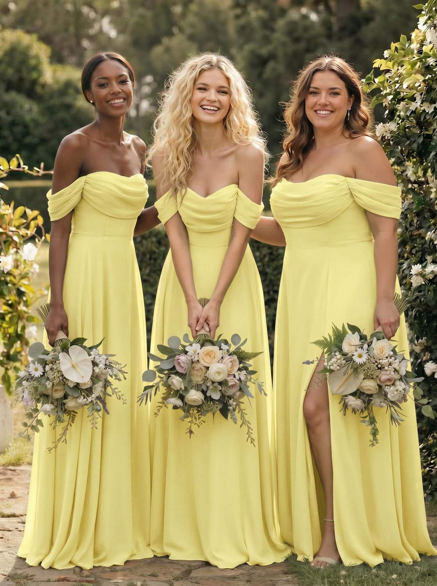 A-Line Off-The-Shoulder Sleeveless Floor-Length Chiffon Bridesmaid Dresses With Split Front, product image 151