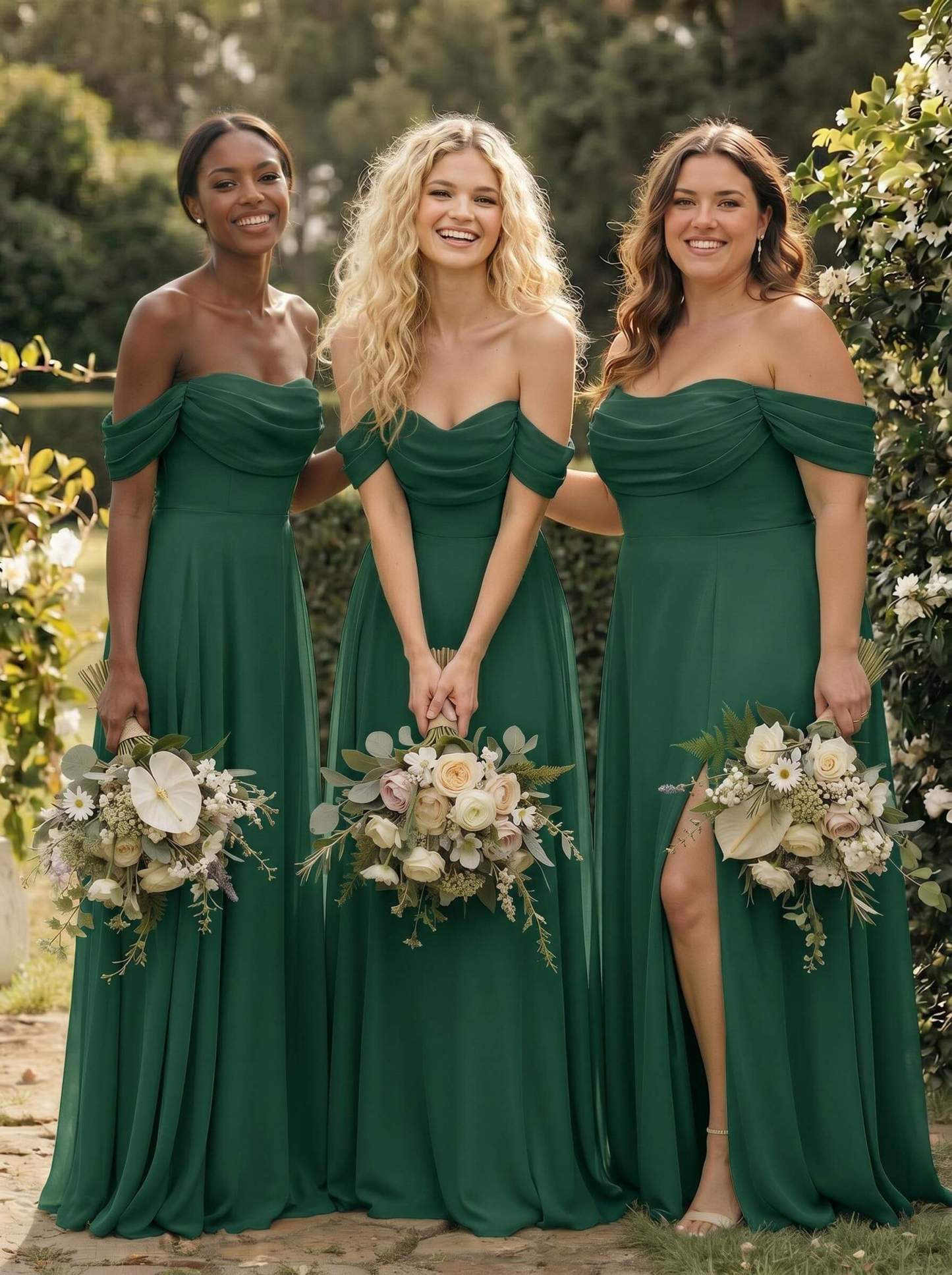 A-Line Off-The-Shoulder Sleeveless Floor-Length Chiffon Bridesmaid Dresses With Split Front, product image 121