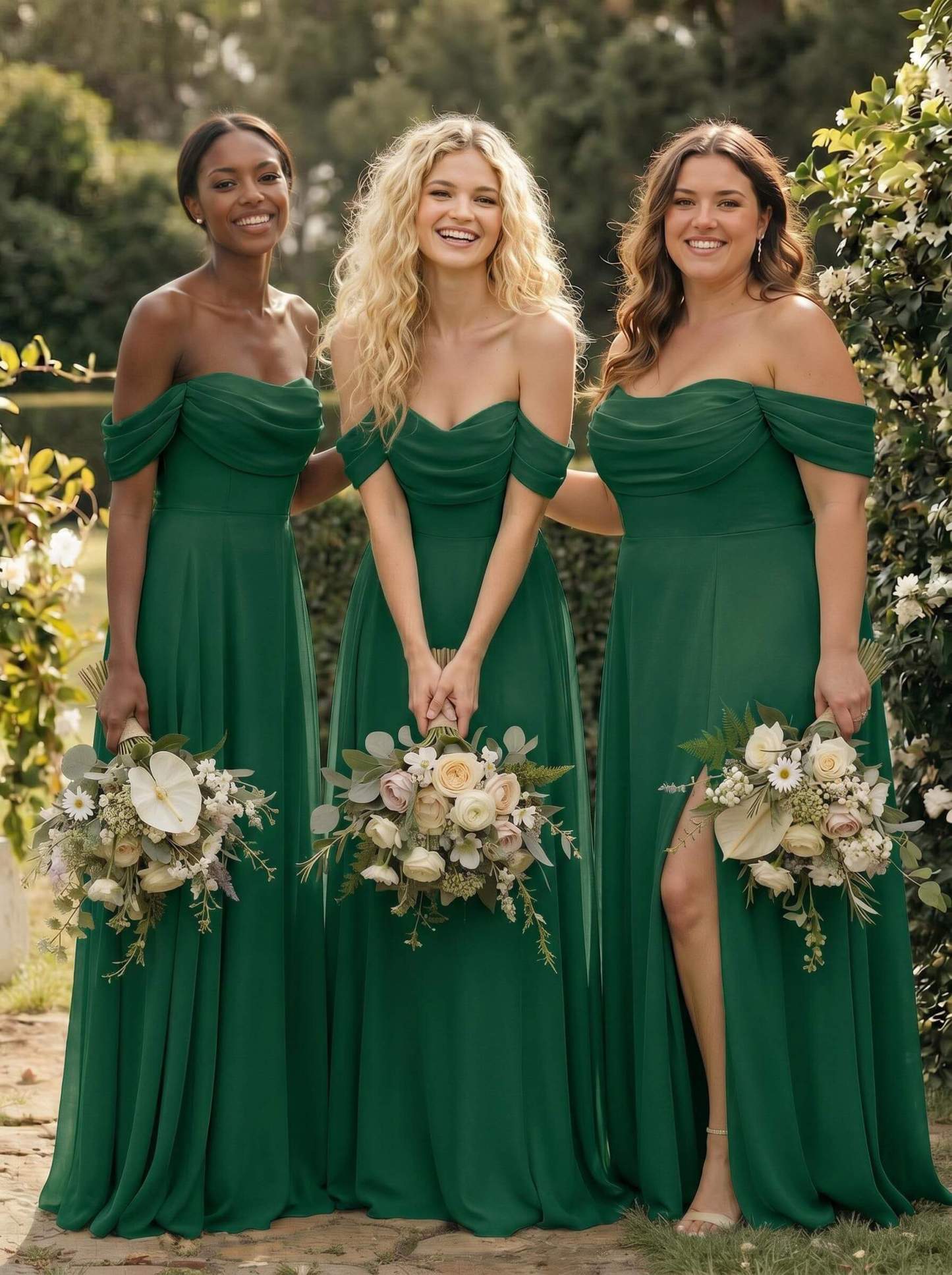 A-Line Off-The-Shoulder Sleeveless Floor-Length Chiffon Bridesmaid Dresses With Split Front, product image 193