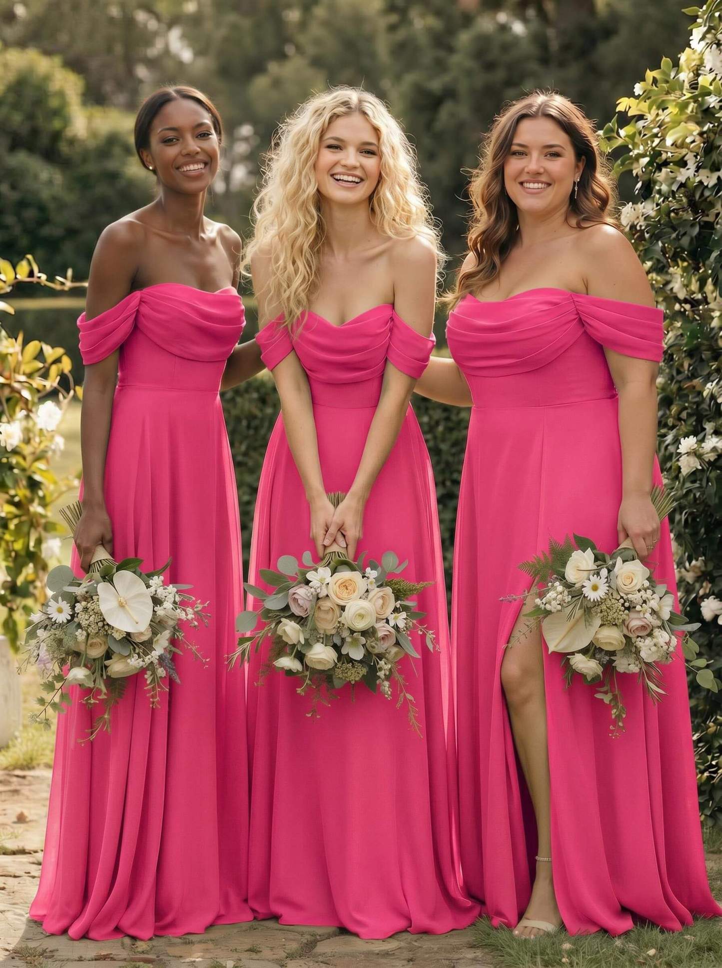 A-Line Off-The-Shoulder Sleeveless Floor-Length Chiffon Bridesmaid Dresses With Split Front, product image 112