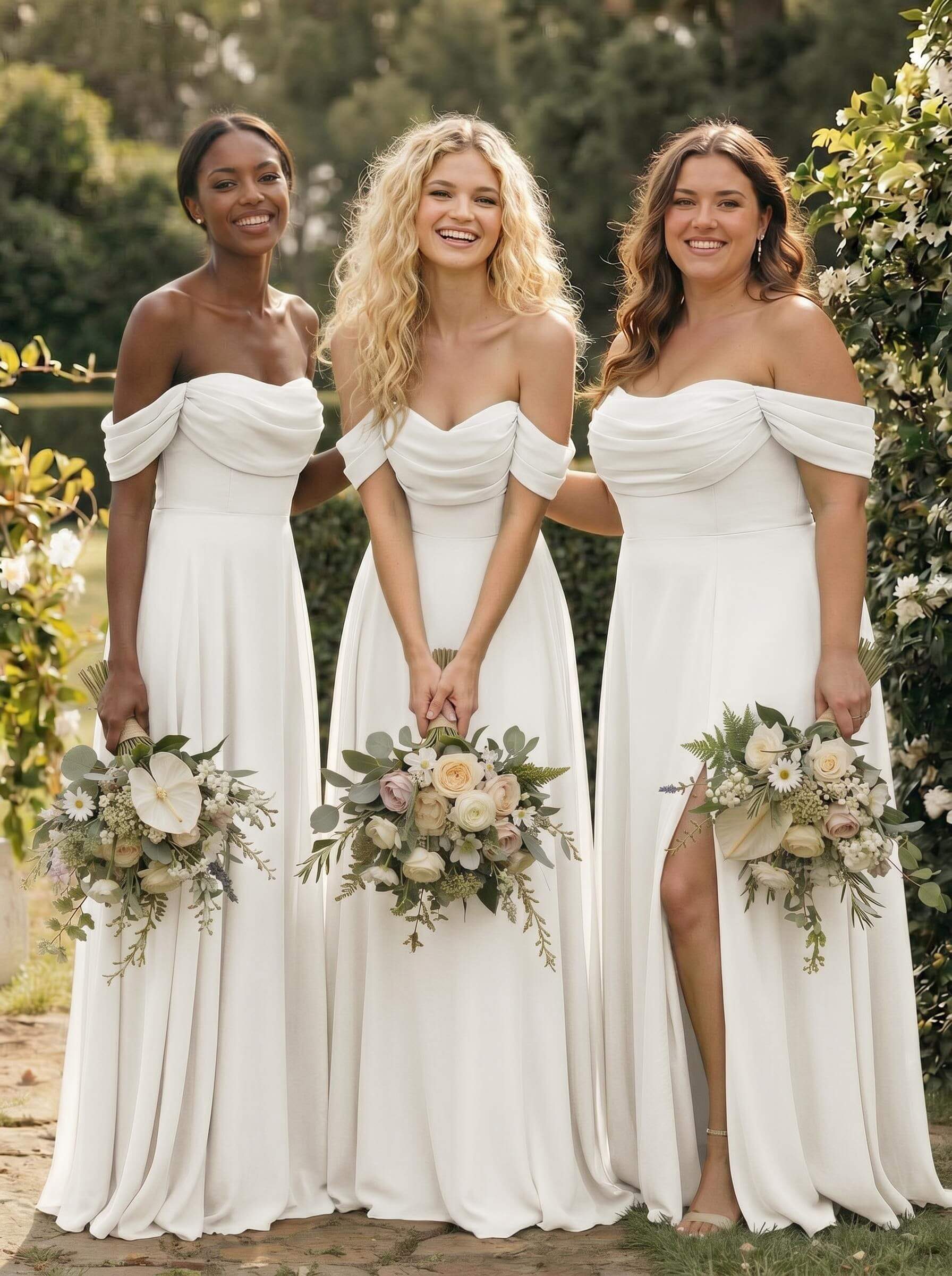 A-Line Off-The-Shoulder Sleeveless Floor-Length Chiffon Bridesmaid Dresses With Split Front, product image 166