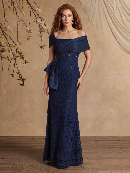 Elegant Mermaid Beading Lace Mother Of The Bride Dresses With Unremovable Satin Wrap in As Picture, US2