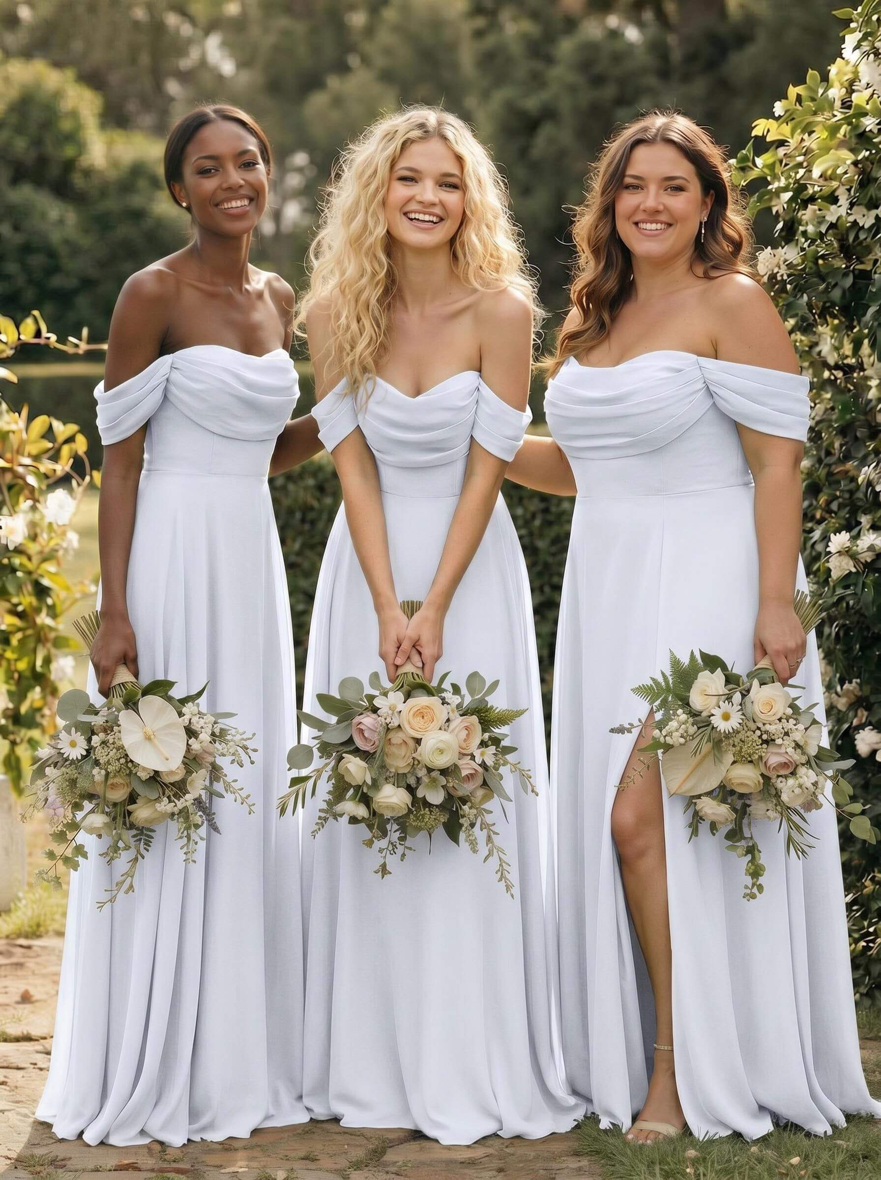 A-Line Off-The-Shoulder Sleeveless Floor-Length Chiffon Bridesmaid Dresses With Split Front, product image 169