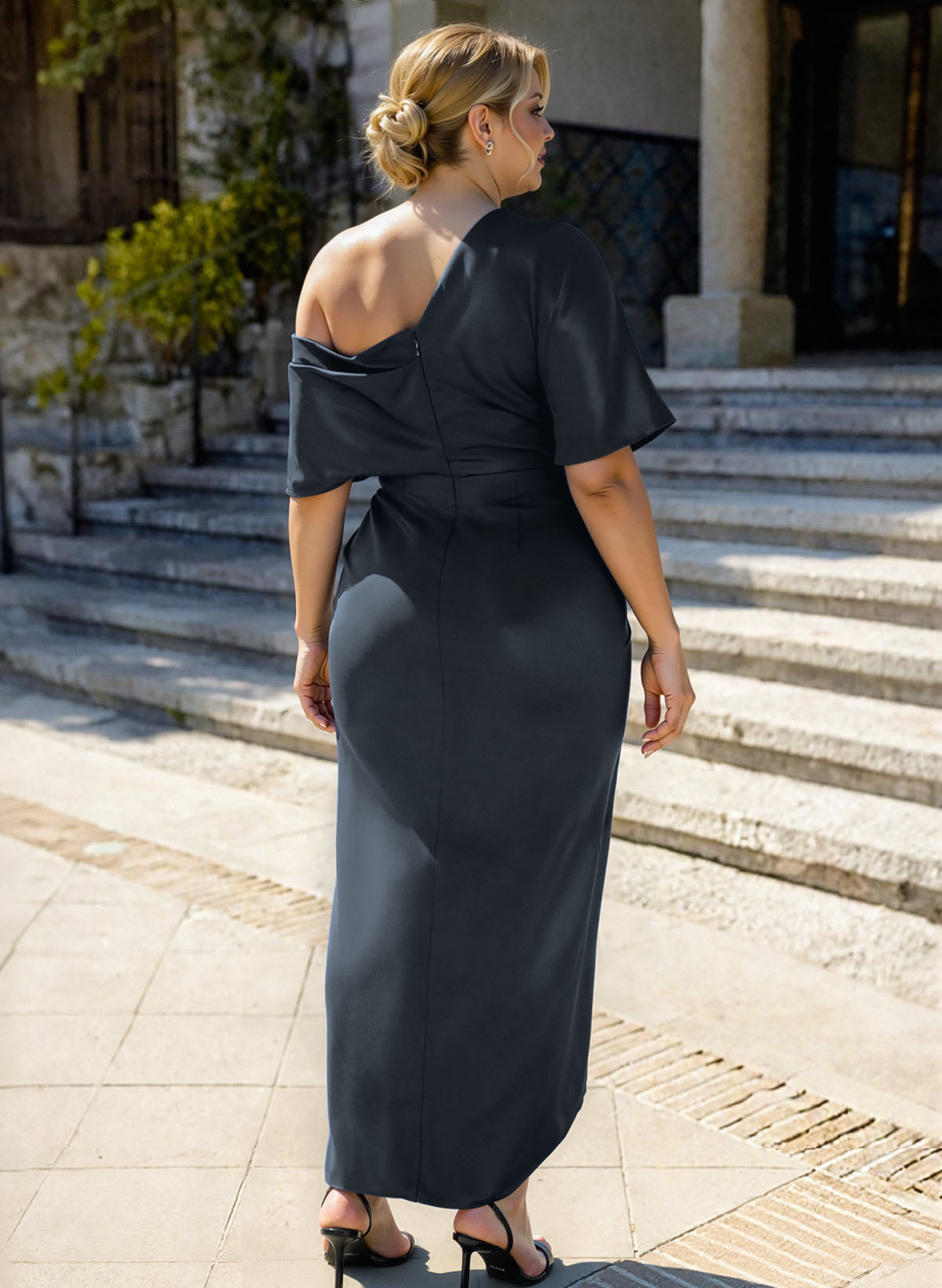 Sheath/Column Asymmetrical Sleeveless Satin Bridesmaid Dresses With Ruffle, product image 275