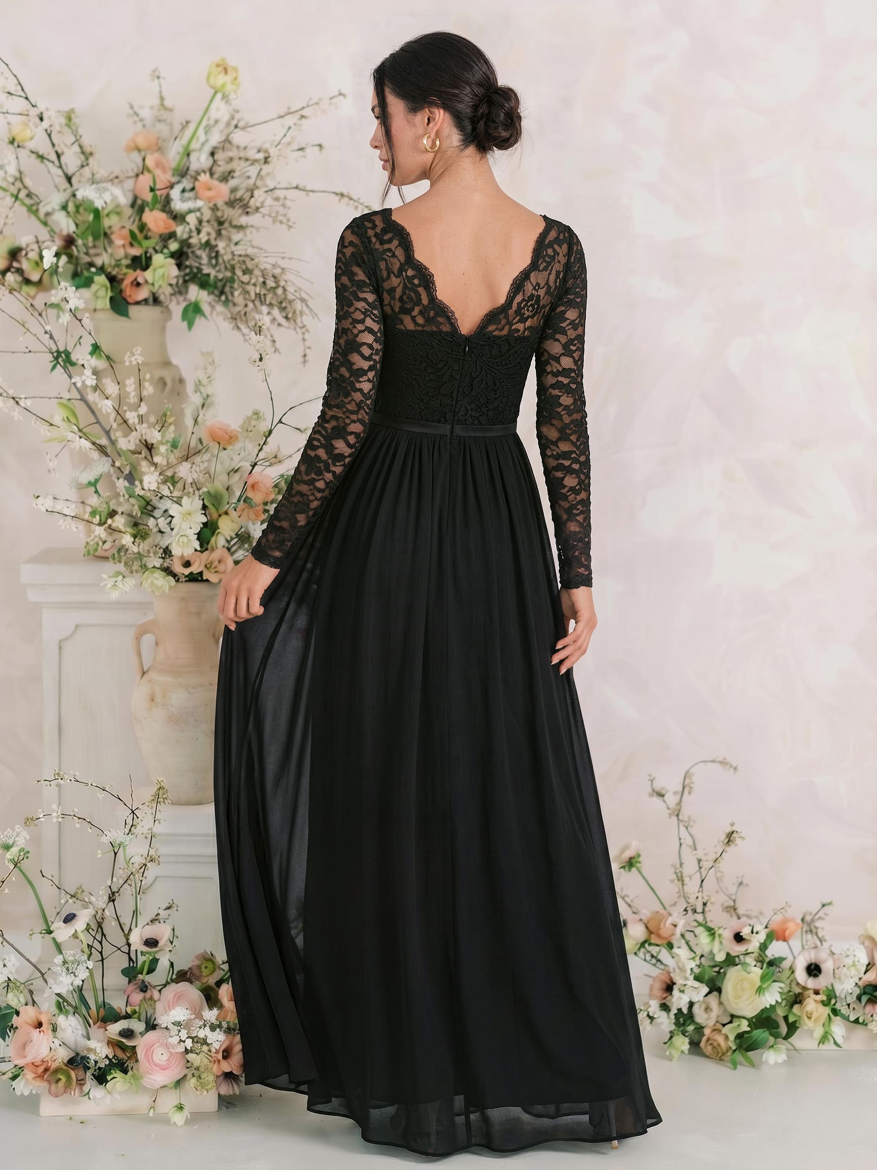Long Sleeves Lace A-Line Bridesmaid Dresses, image 2