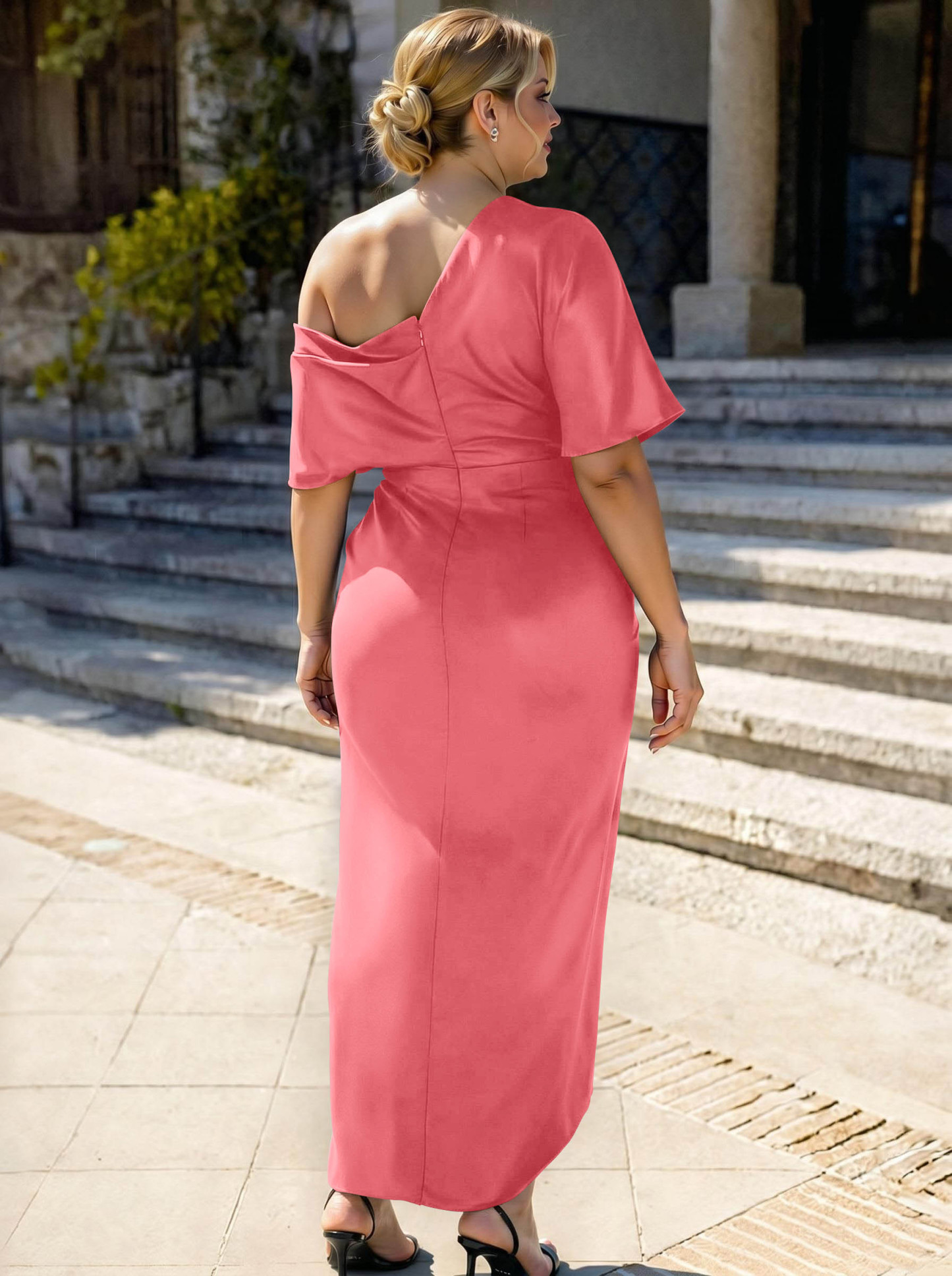 Sheath/Column Asymmetrical Sleeveless Satin Bridesmaid Dresses With Ruffle, product image 331