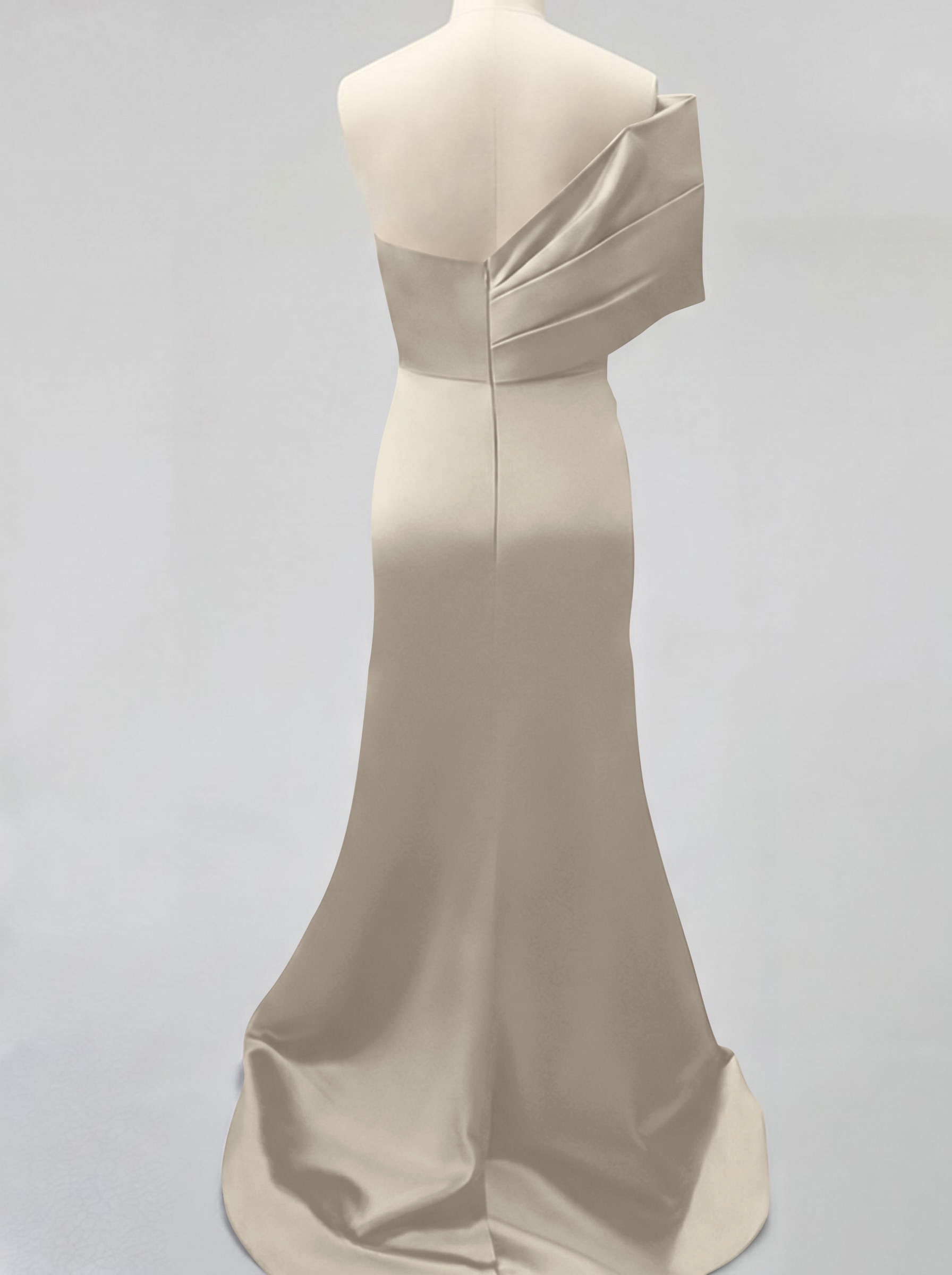 One-Shoulder Sleeveless Sweep Train Satin Bridesmaid Dresses With Split Front, product image 111