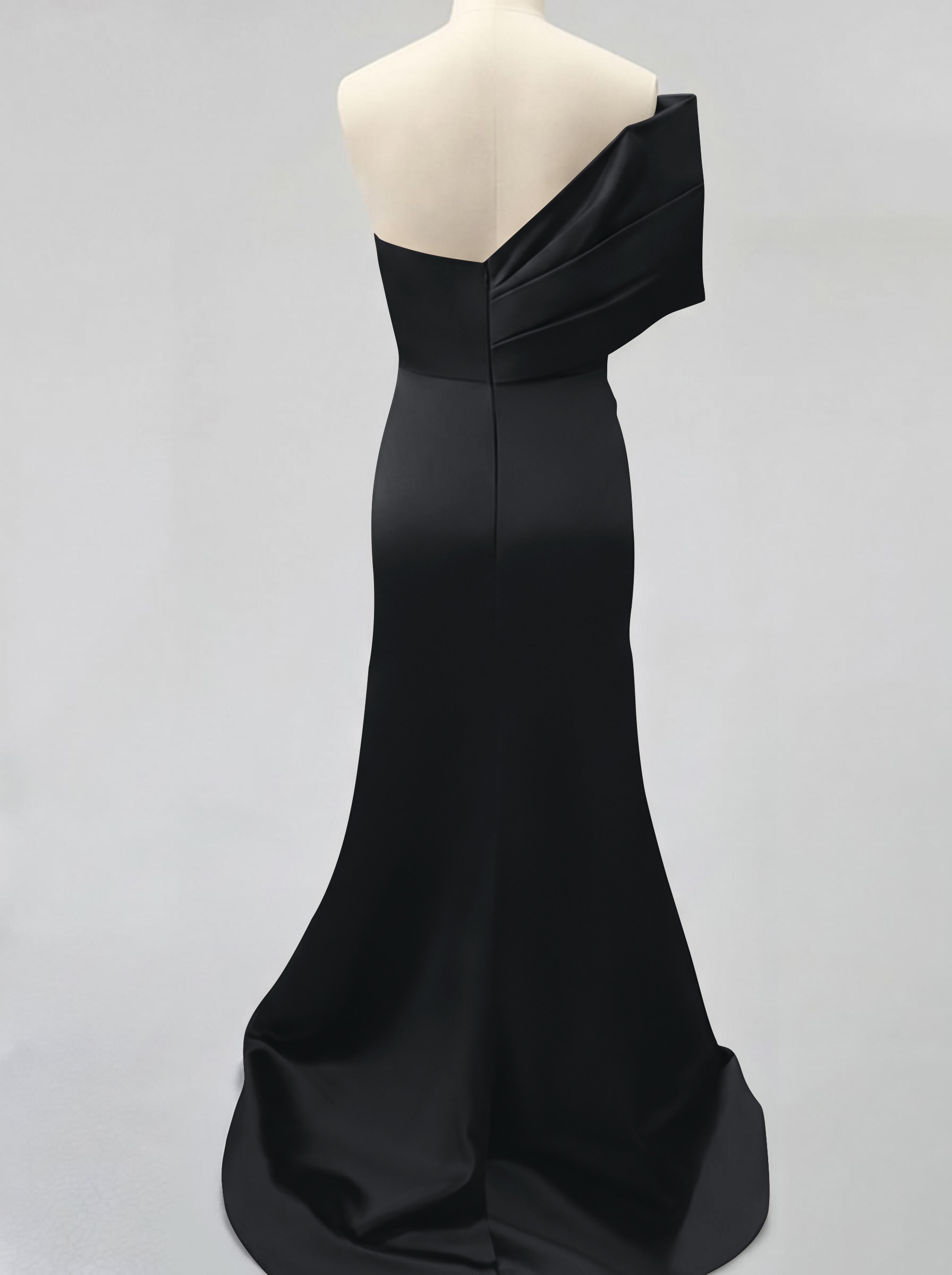 One-Shoulder Sleeveless Sweep Train Satin Bridesmaid Dresses With Split Front, product image 5