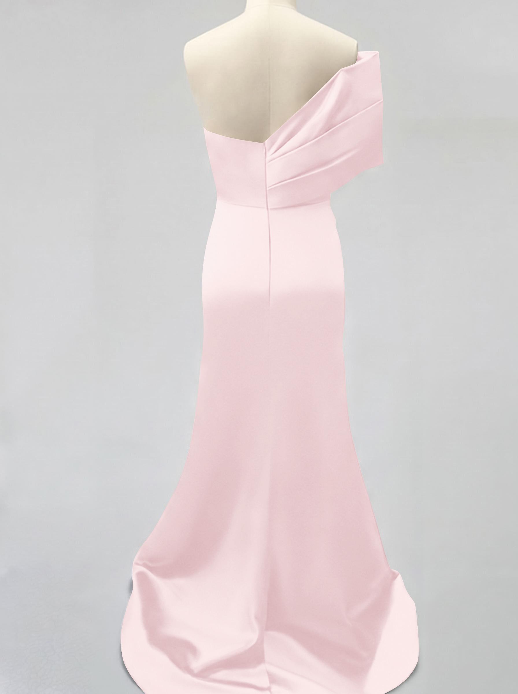 One-Shoulder Sleeveless Sweep Train Satin Bridesmaid Dresses With Split Front, product image 45