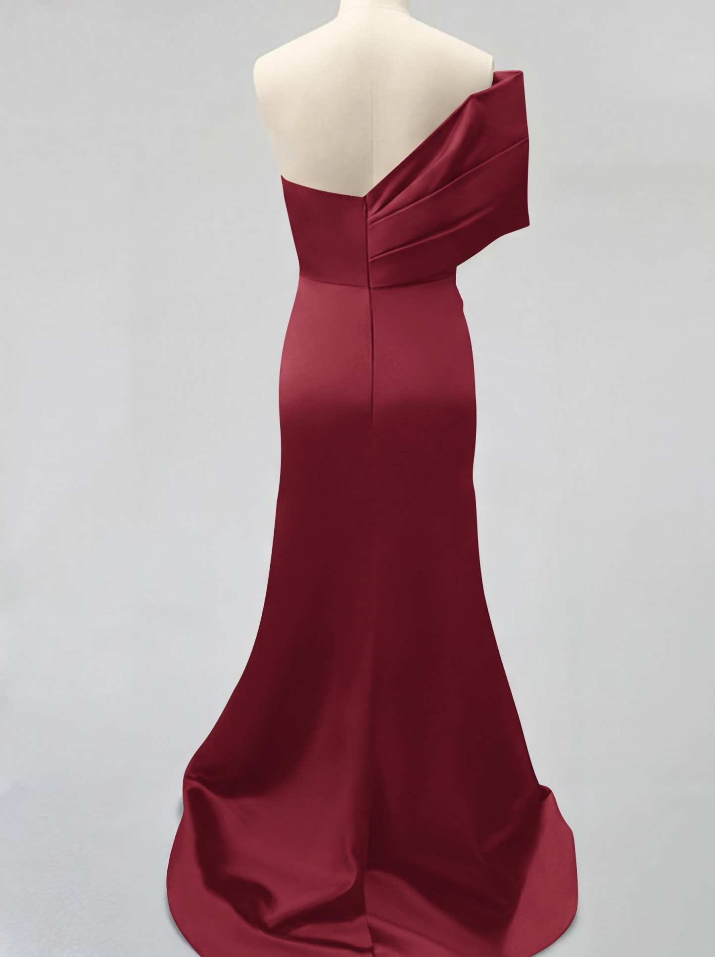 One-Shoulder Sleeveless Sweep Train Satin Bridesmaid Dresses With Split Front, product image 51
