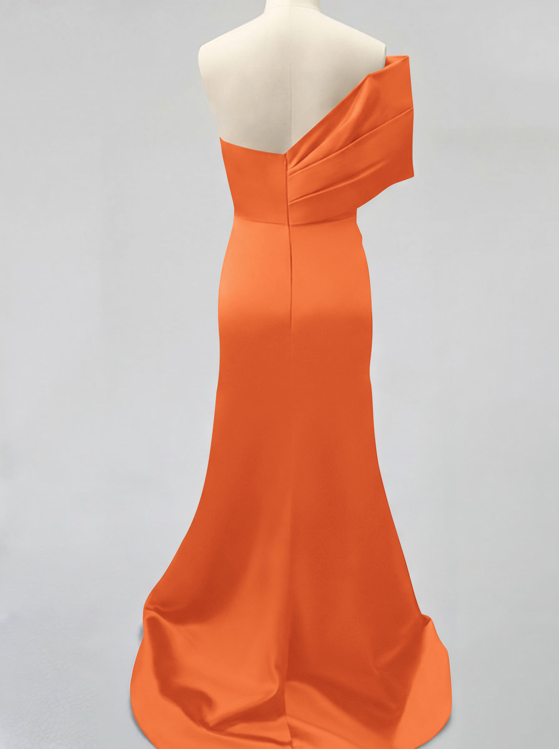 One-Shoulder Sleeveless Sweep Train Satin Bridesmaid Dresses With Split Front, product image 119
