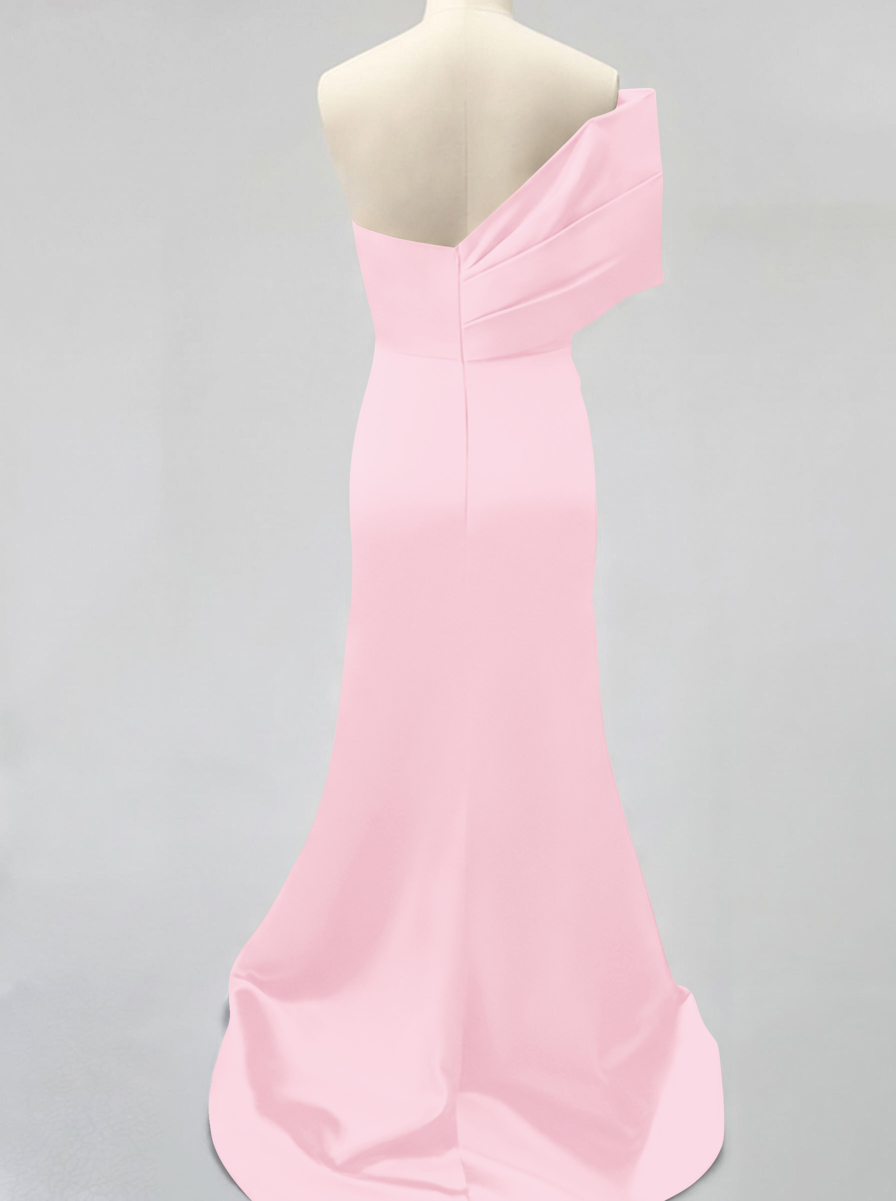 One-Shoulder Sleeveless Sweep Train Satin Bridesmaid Dresses With Split Front, product image 47