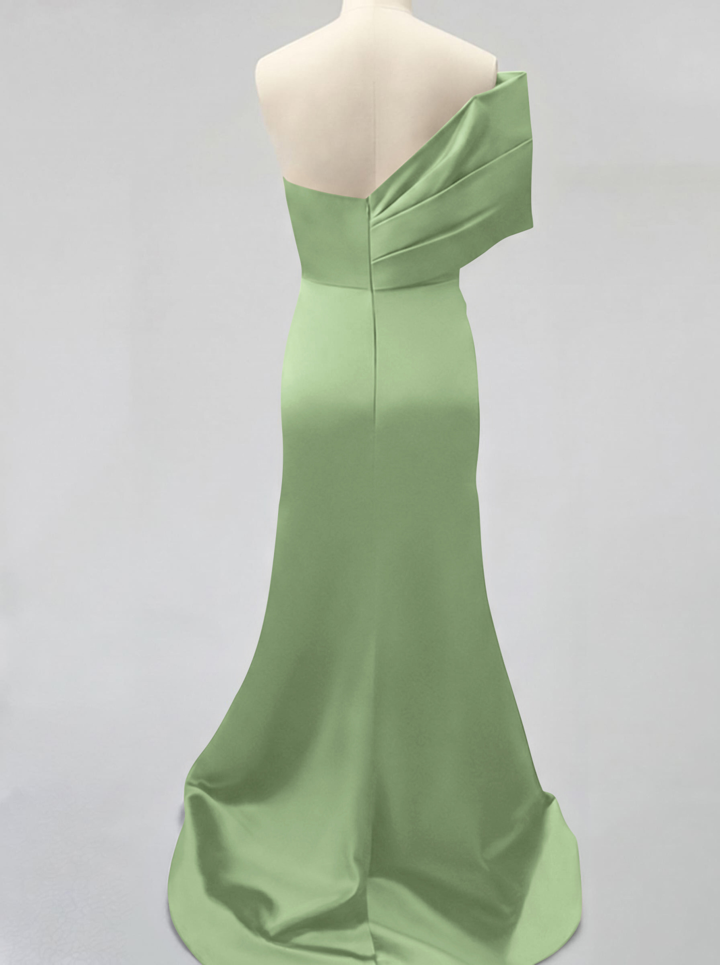 One-Shoulder Sleeveless Sweep Train Satin Bridesmaid Dresses With Split Front, product image 91