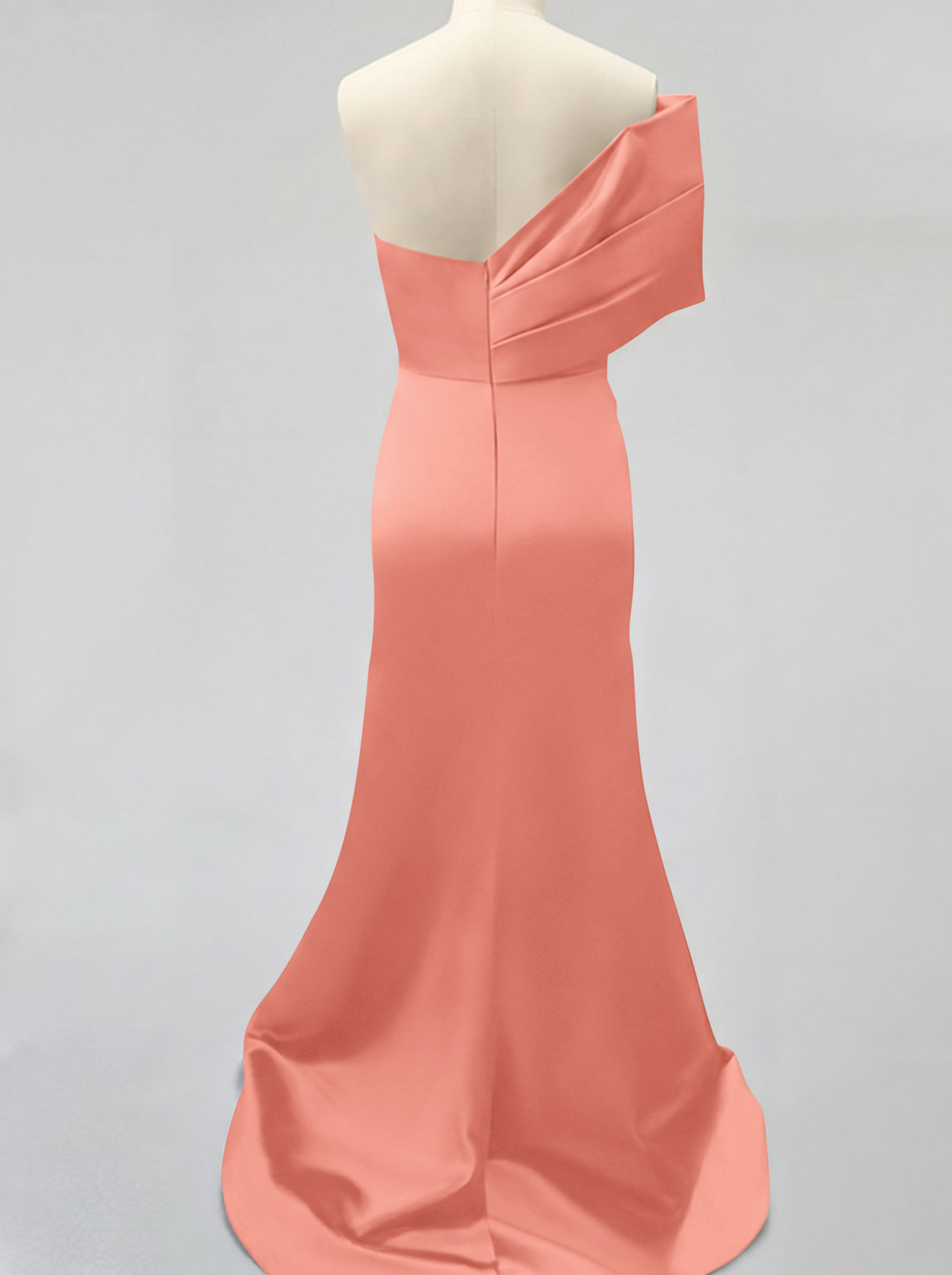 One-Shoulder Sleeveless Sweep Train Satin Bridesmaid Dresses With Split Front, product image 43