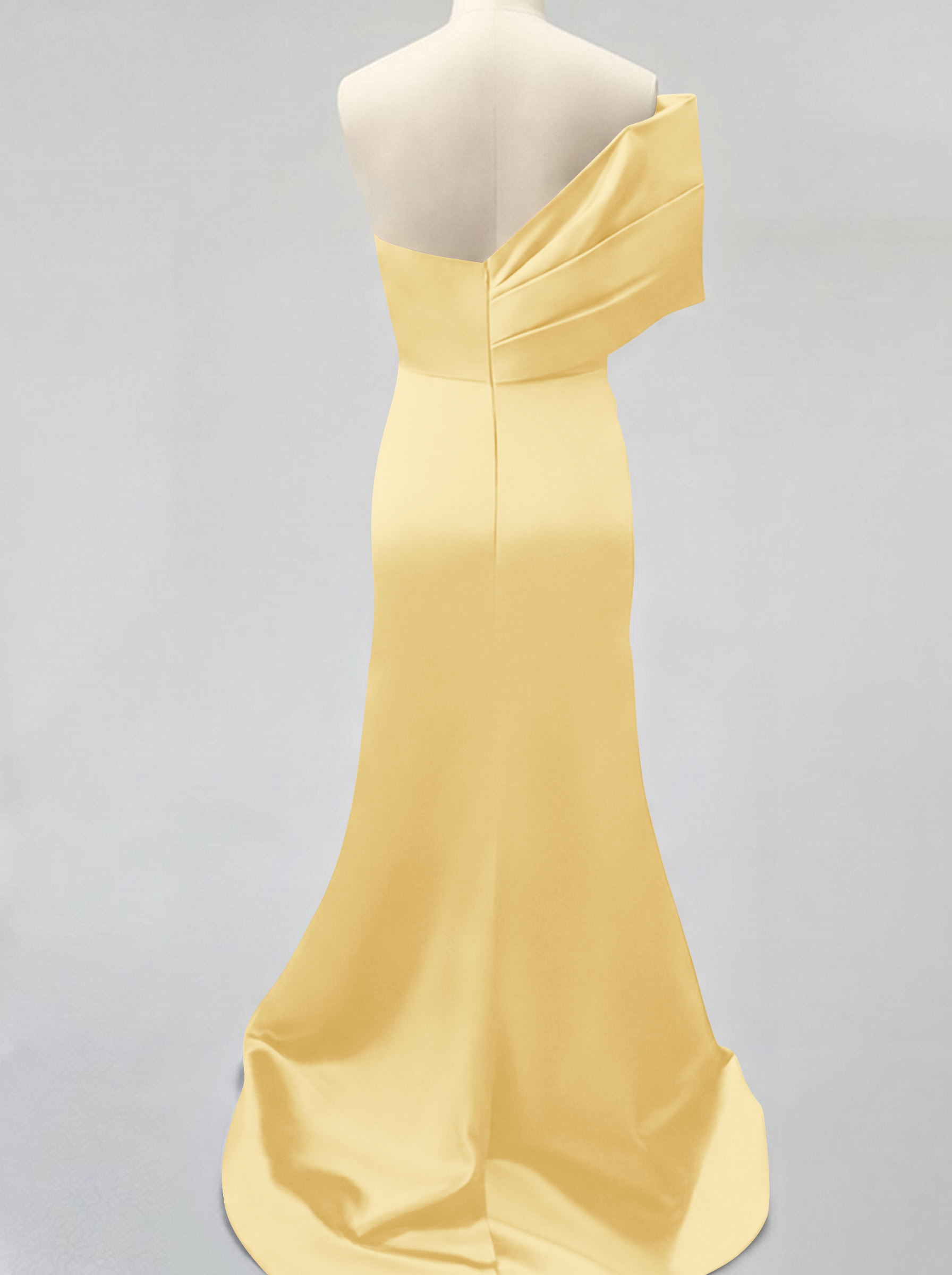 One-Shoulder Sleeveless Sweep Train Satin Bridesmaid Dresses With Split Front, product image 113