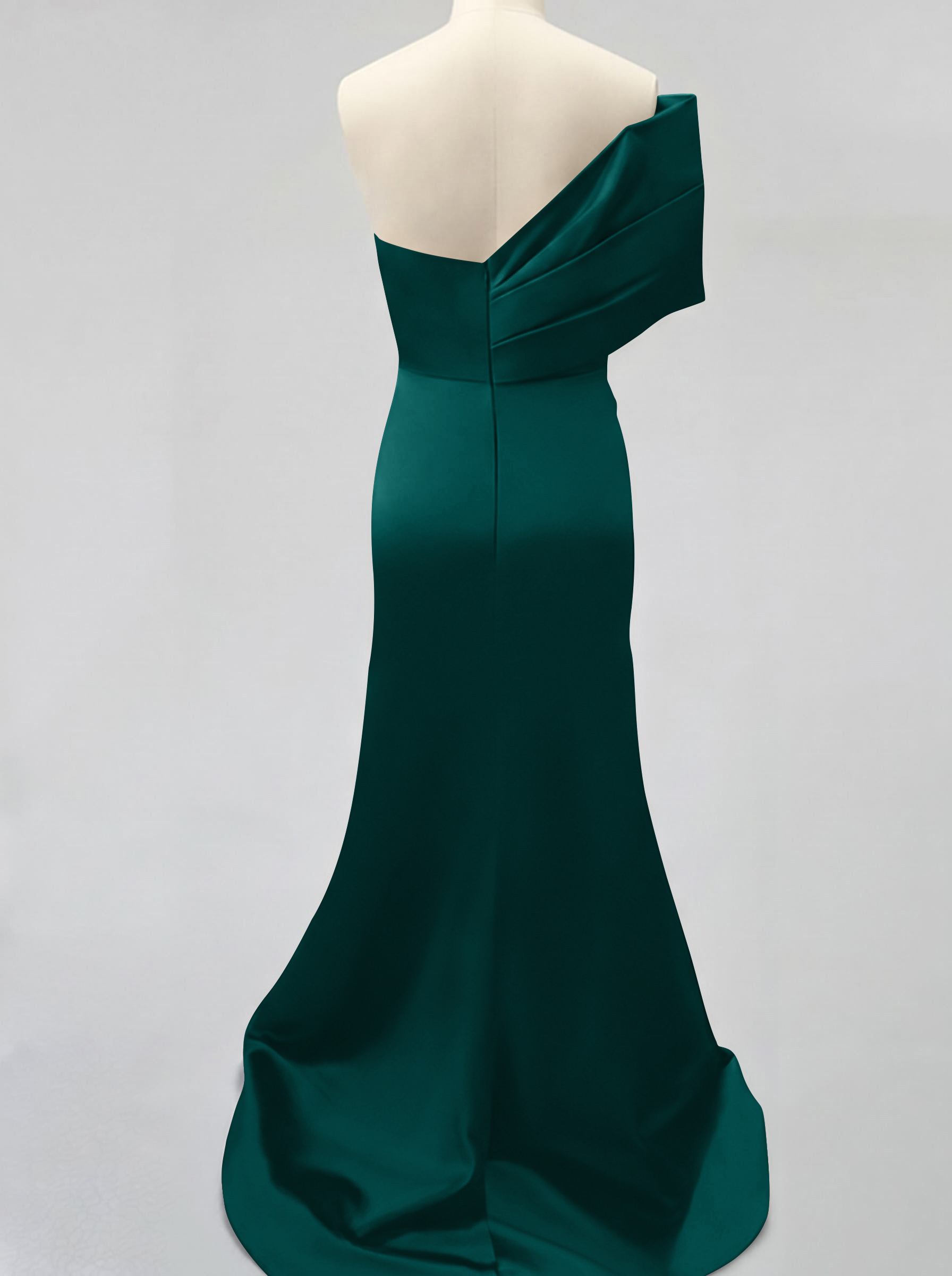 One-Shoulder Sleeveless Sweep Train Satin Bridesmaid Dresses With Split Front, product image 95