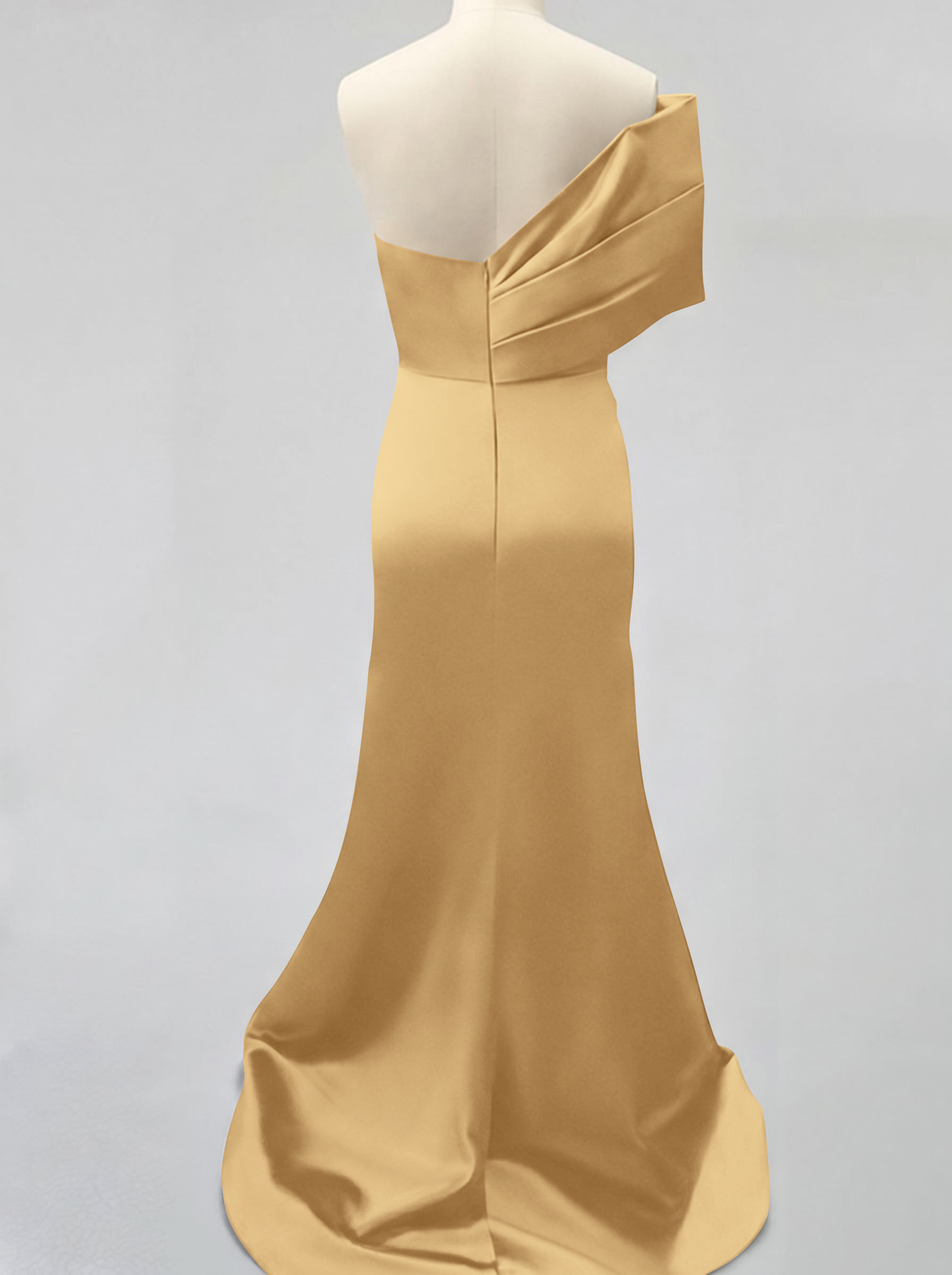 One-Shoulder Sleeveless Sweep Train Satin Bridesmaid Dresses With Split Front, product image 115