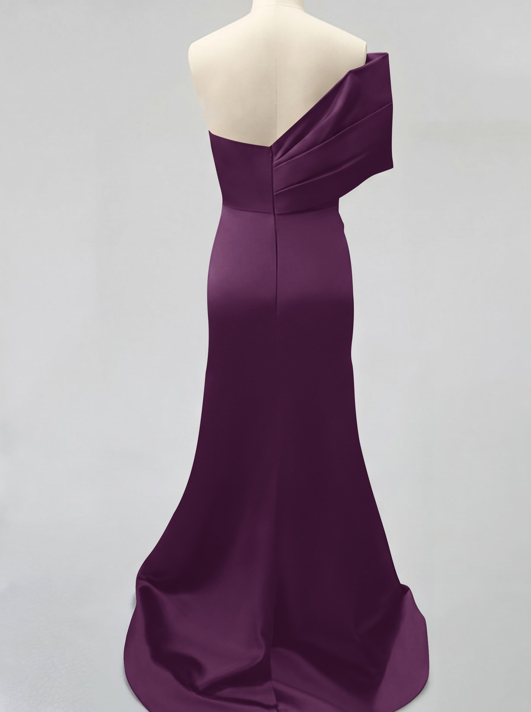 One-Shoulder Sleeveless Sweep Train Satin Bridesmaid Dresses With Split Front, product image 67