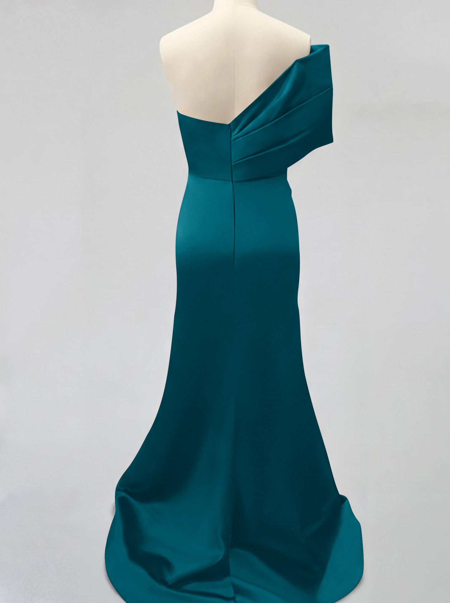 One-Shoulder Sleeveless Sweep Train Satin Bridesmaid Dresses With Split Front, product image 23