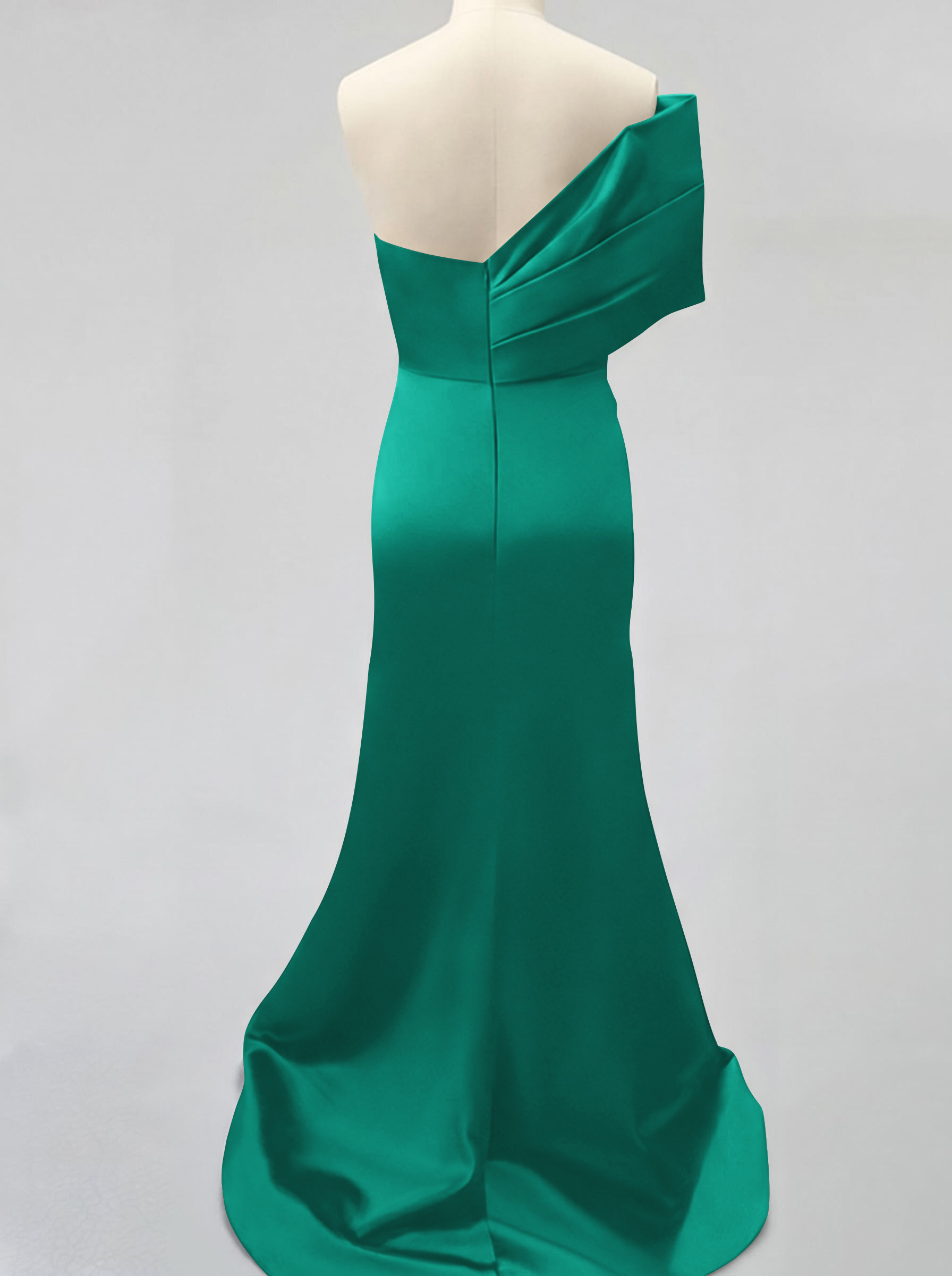 One-Shoulder Sleeveless Sweep Train Satin Bridesmaid Dresses With Split Front, product image 101