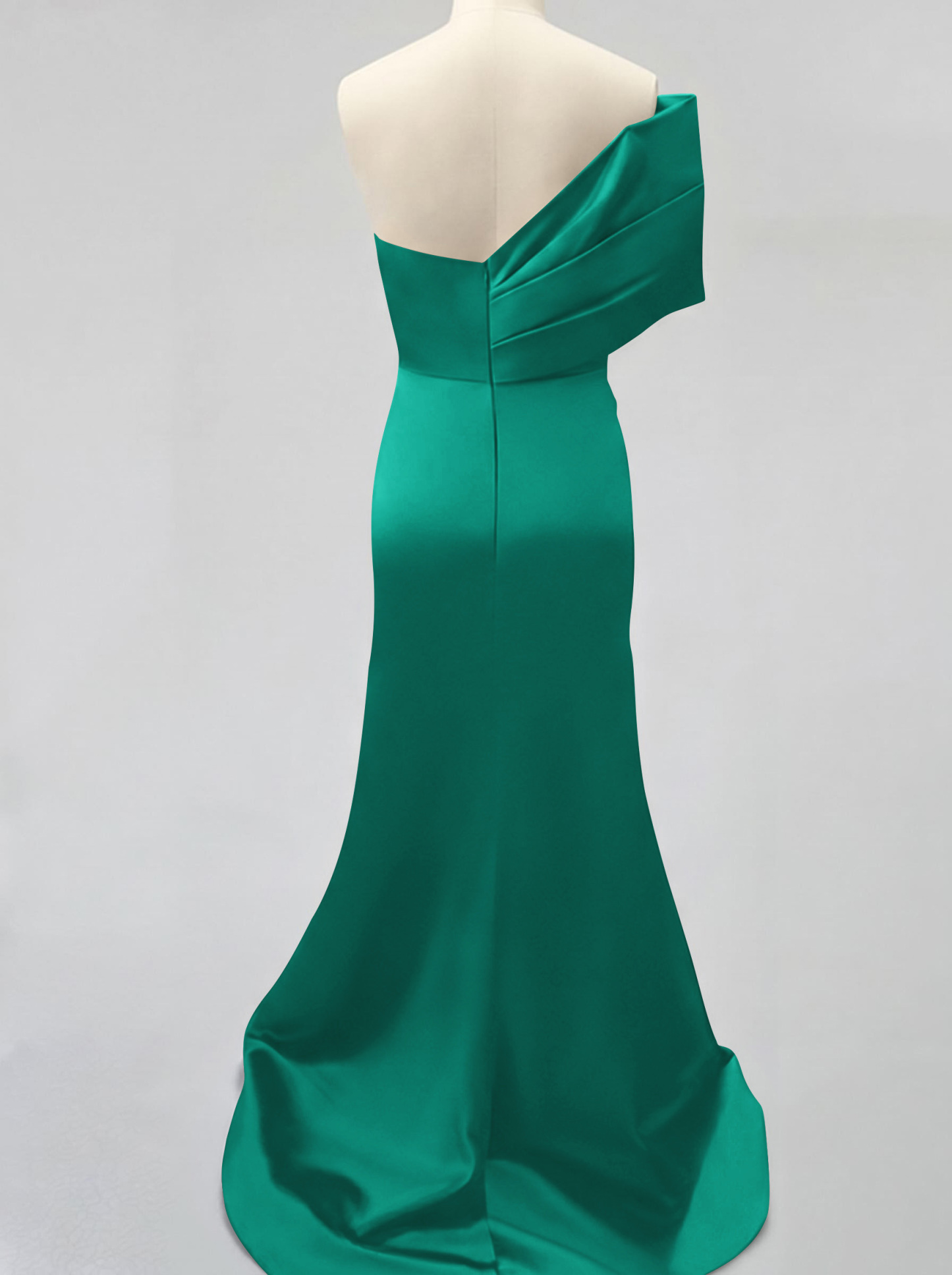 One-Shoulder Sleeveless Sweep Train Satin Bridesmaid Dresses With Split Front, product image 101