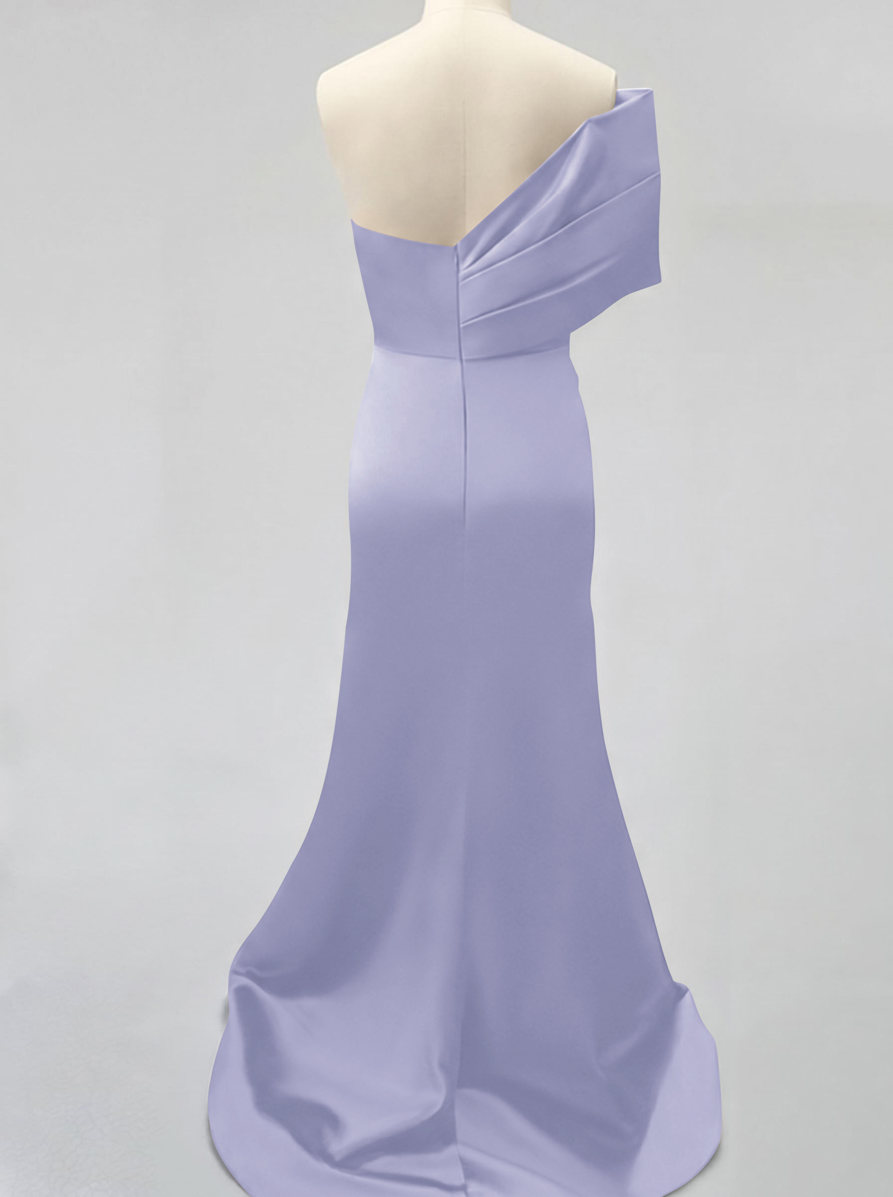 One-Shoulder Sleeveless Sweep Train Satin Bridesmaid Dresses With Split Front, product image 81