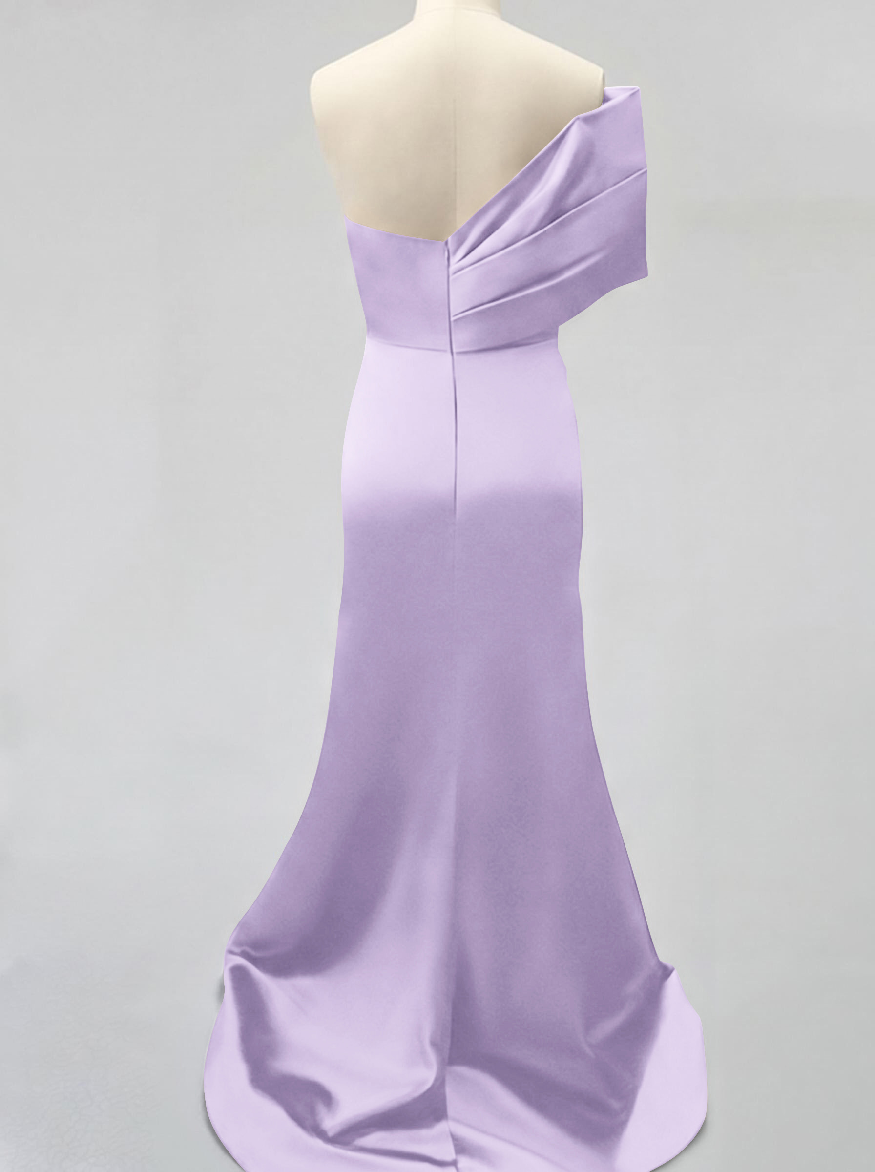 One-Shoulder Sleeveless Sweep Train Satin Bridesmaid Dresses With Split Front, product image 79