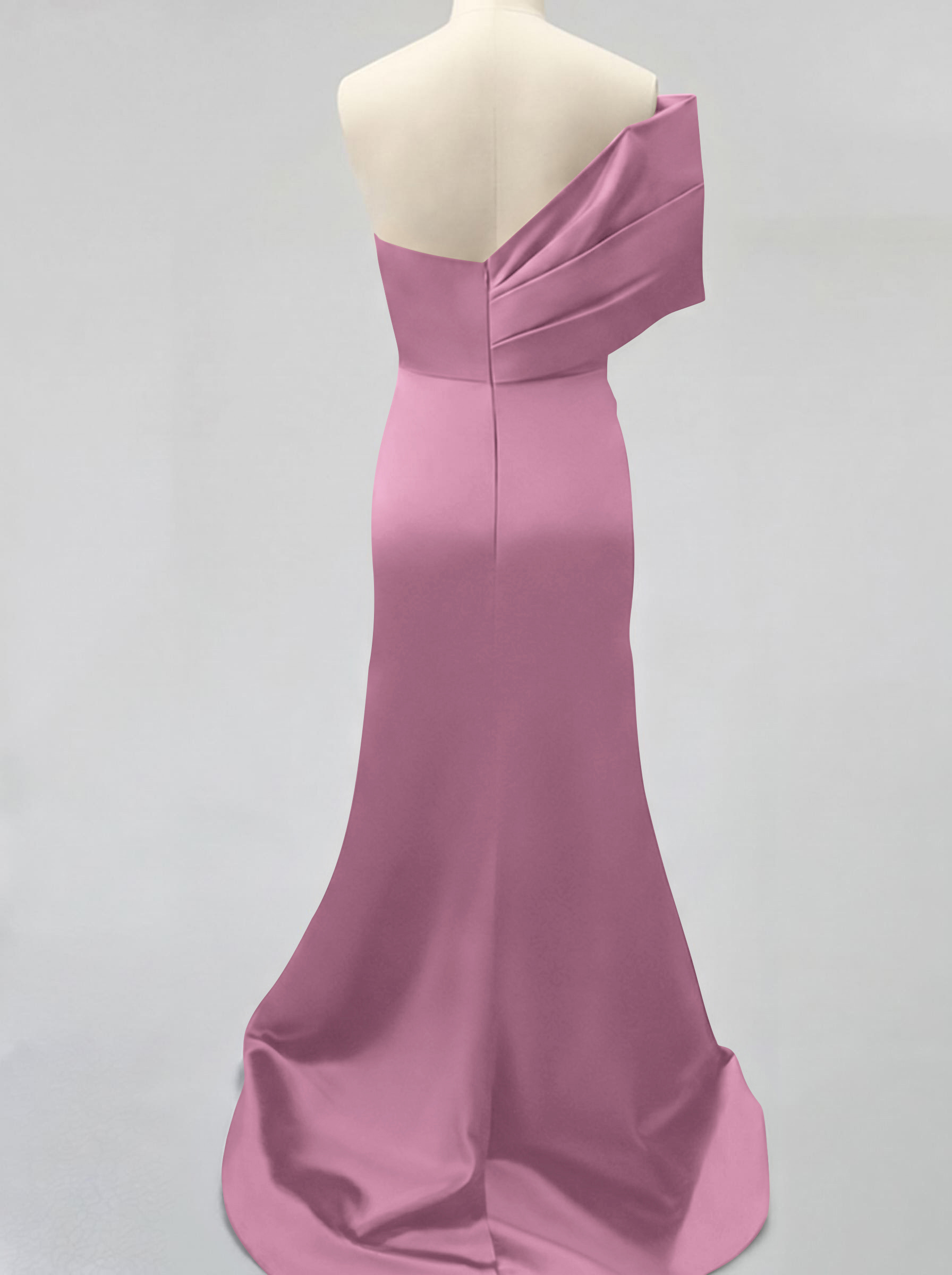 One-Shoulder Sleeveless Sweep Train Satin Bridesmaid Dresses With Split Front, product image 77