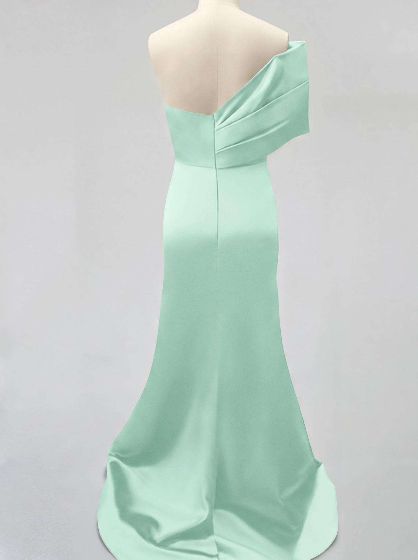One-Shoulder Sleeveless Sweep Train Satin Bridesmaid Dresses With Split Front, product image 103