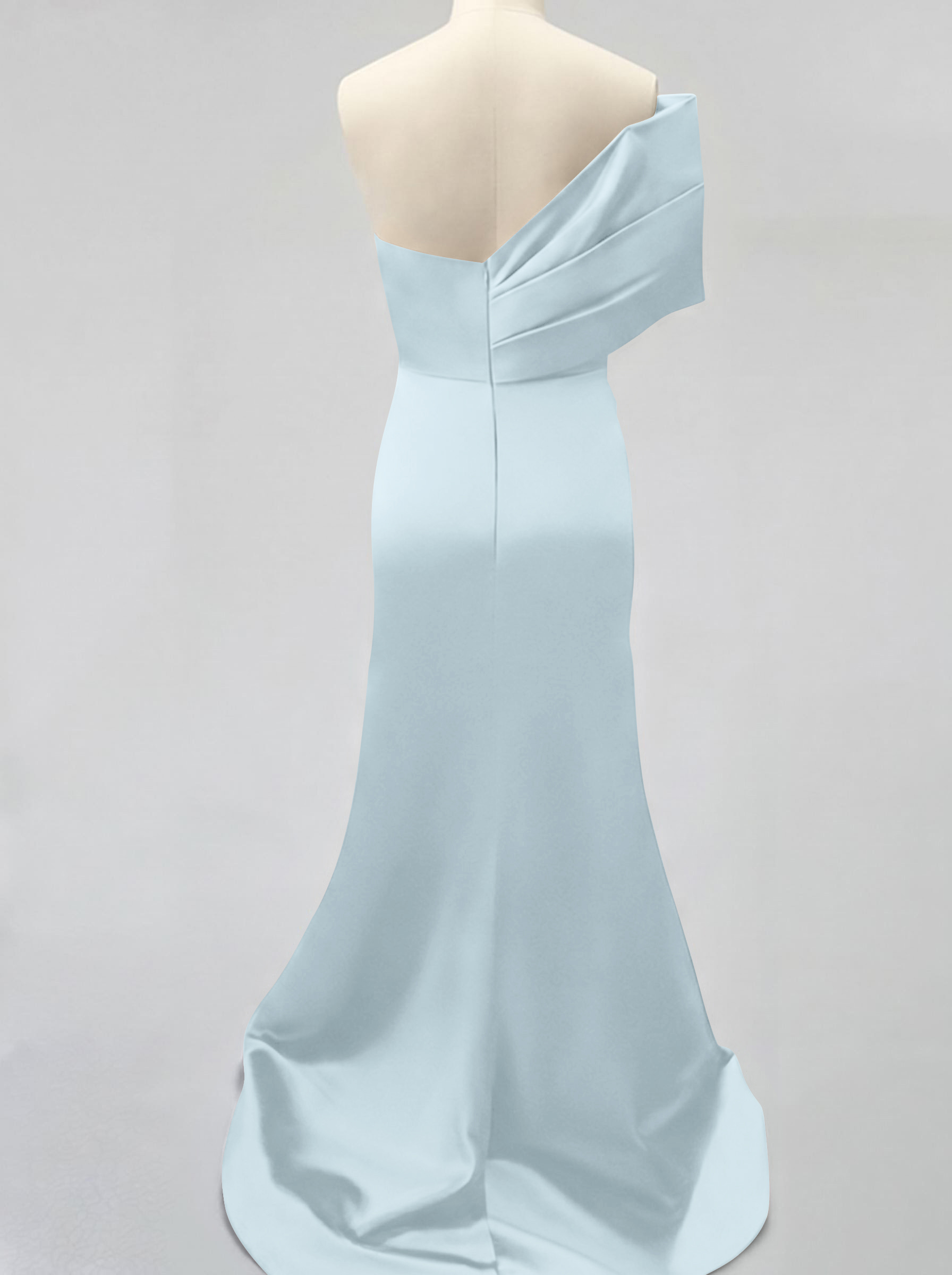 One-Shoulder Sleeveless Sweep Train Satin Bridesmaid Dresses With Split Front, product image 105