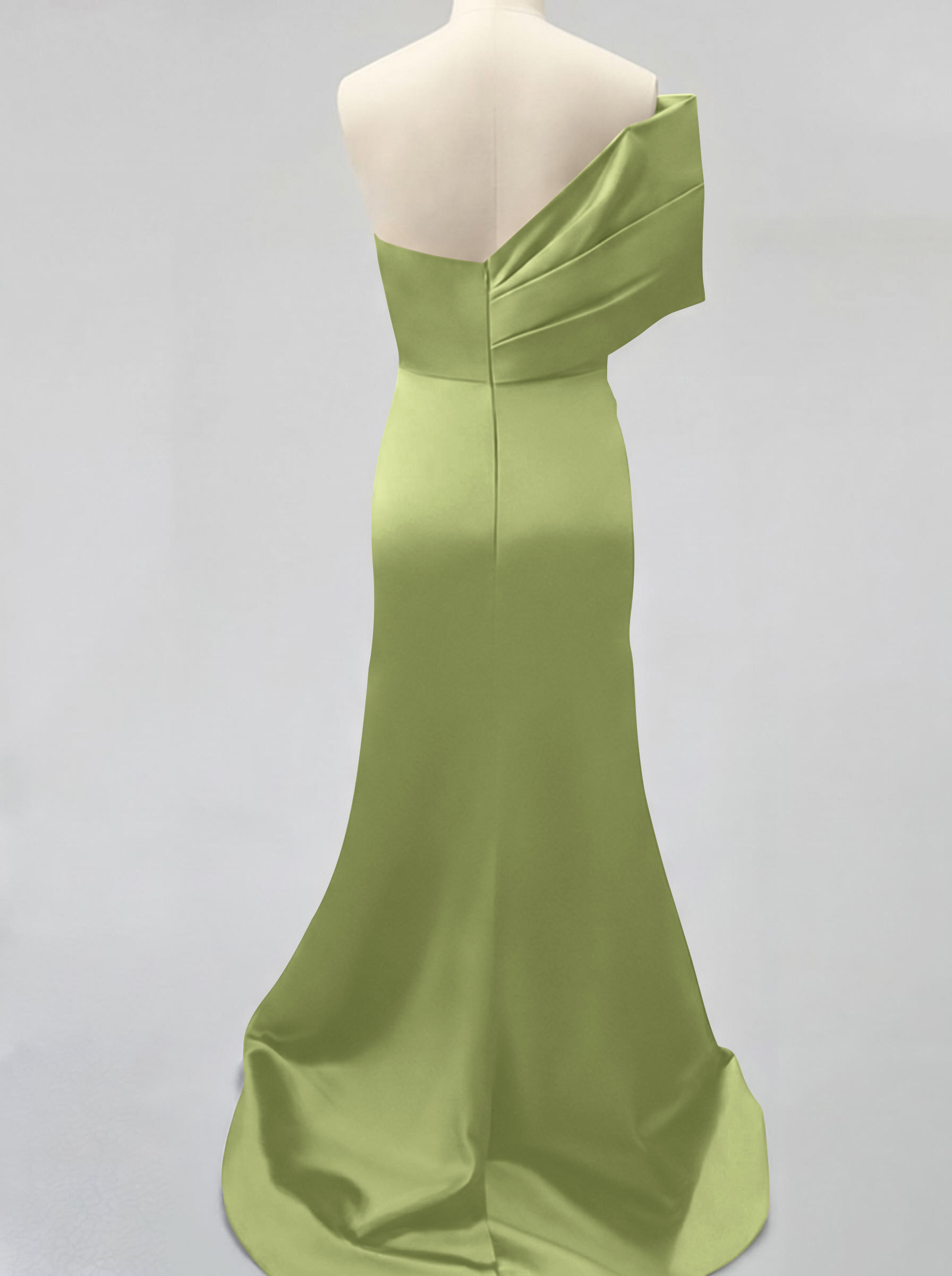 One-Shoulder Sleeveless Sweep Train Satin Bridesmaid Dresses With Split Front, product image 133