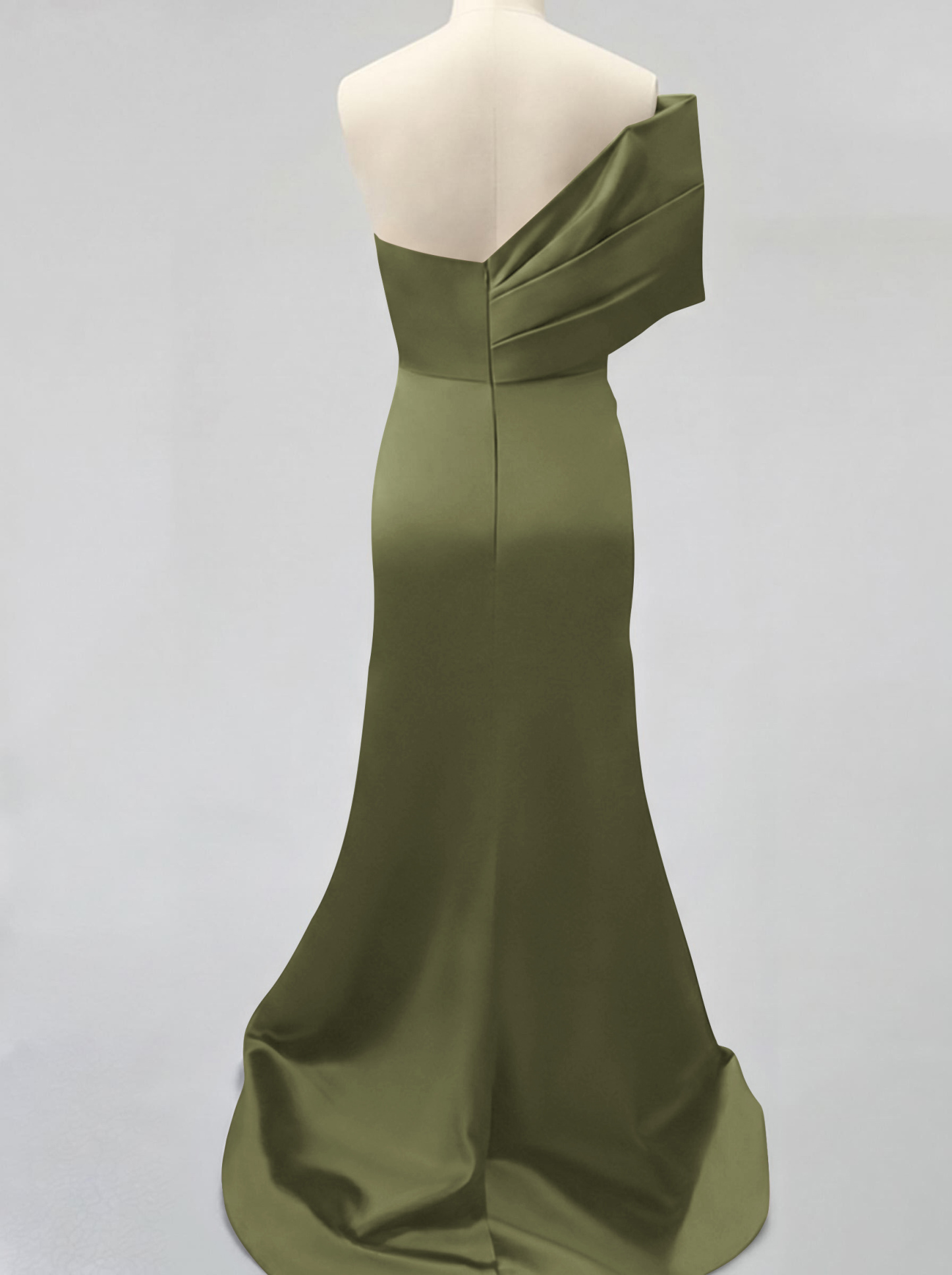 One-Shoulder Sleeveless Sweep Train Satin Bridesmaid Dresses With Split Front, product image 97