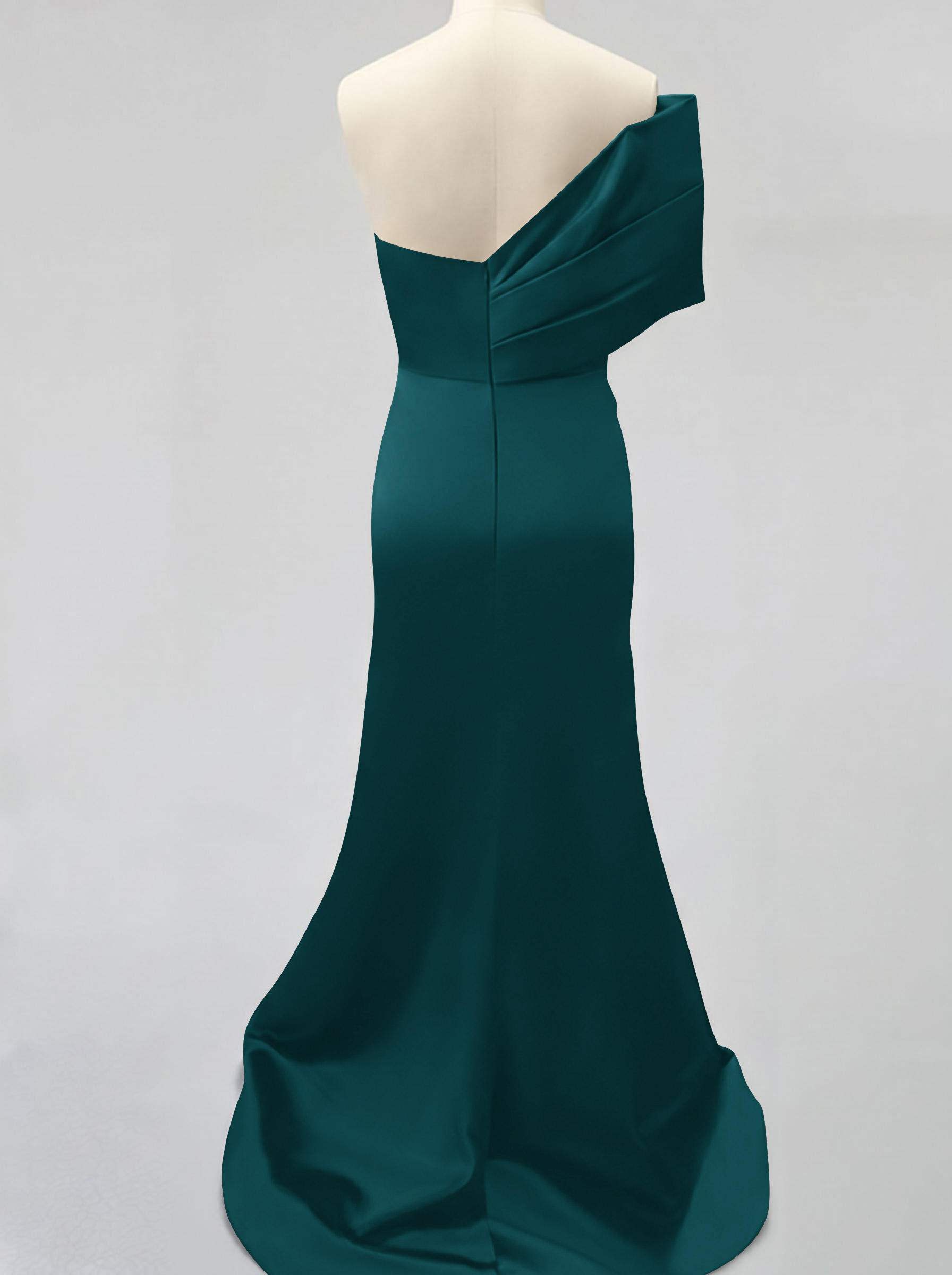 One-Shoulder Sleeveless Sweep Train Satin Bridesmaid Dresses With Split Front, product image 93