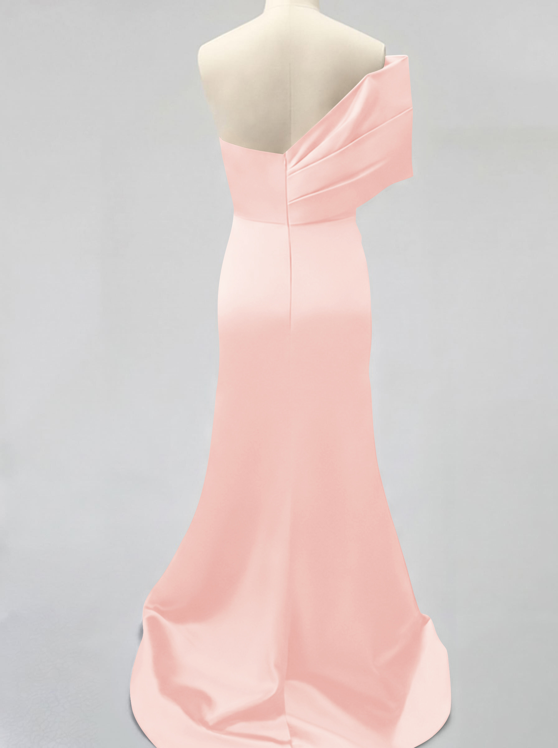 One-Shoulder Sleeveless Sweep Train Satin Bridesmaid Dresses With Split Front, product image 37