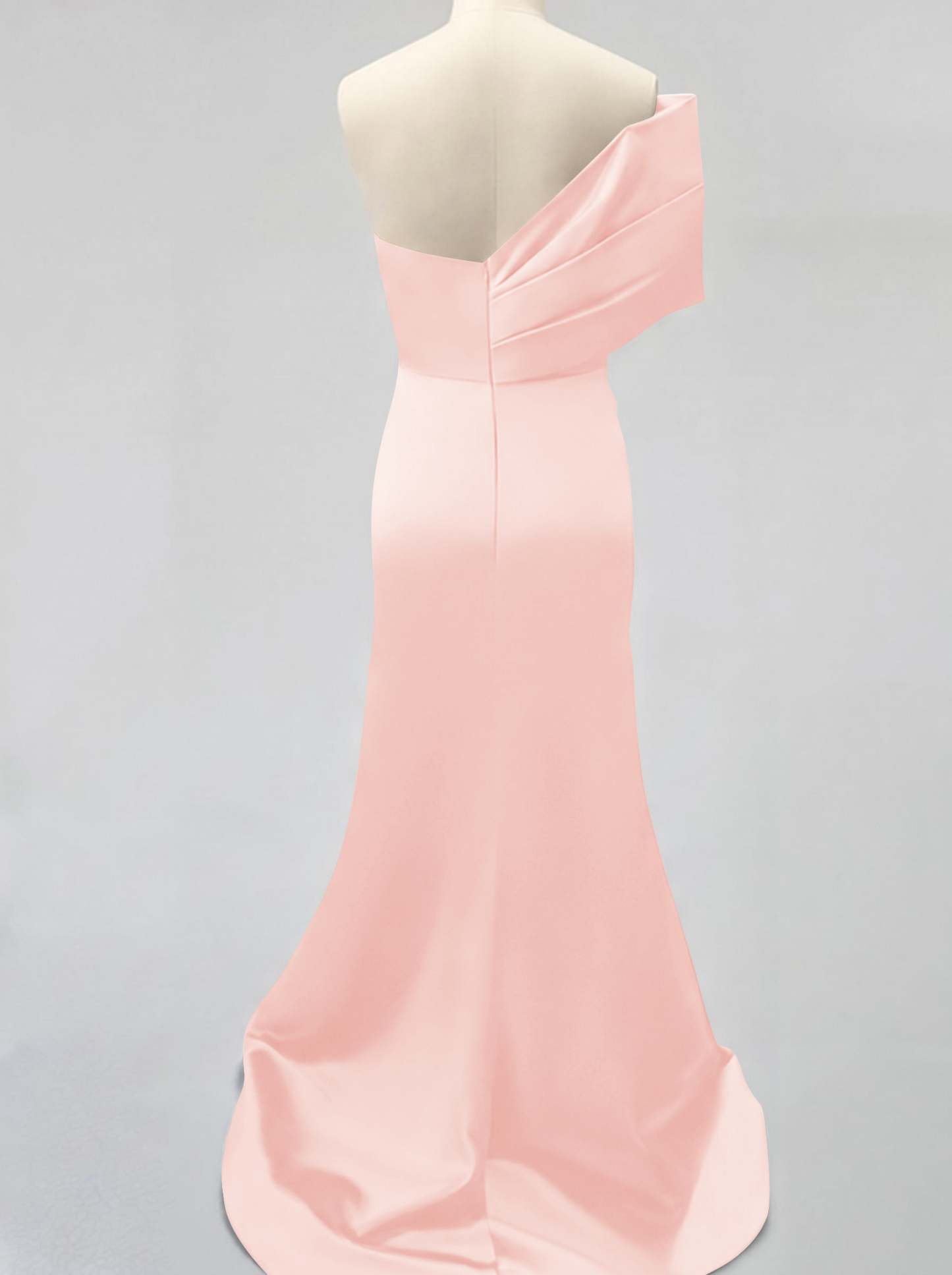 One-Shoulder Sleeveless Sweep Train Satin Bridesmaid Dresses With Split Front, product image 37