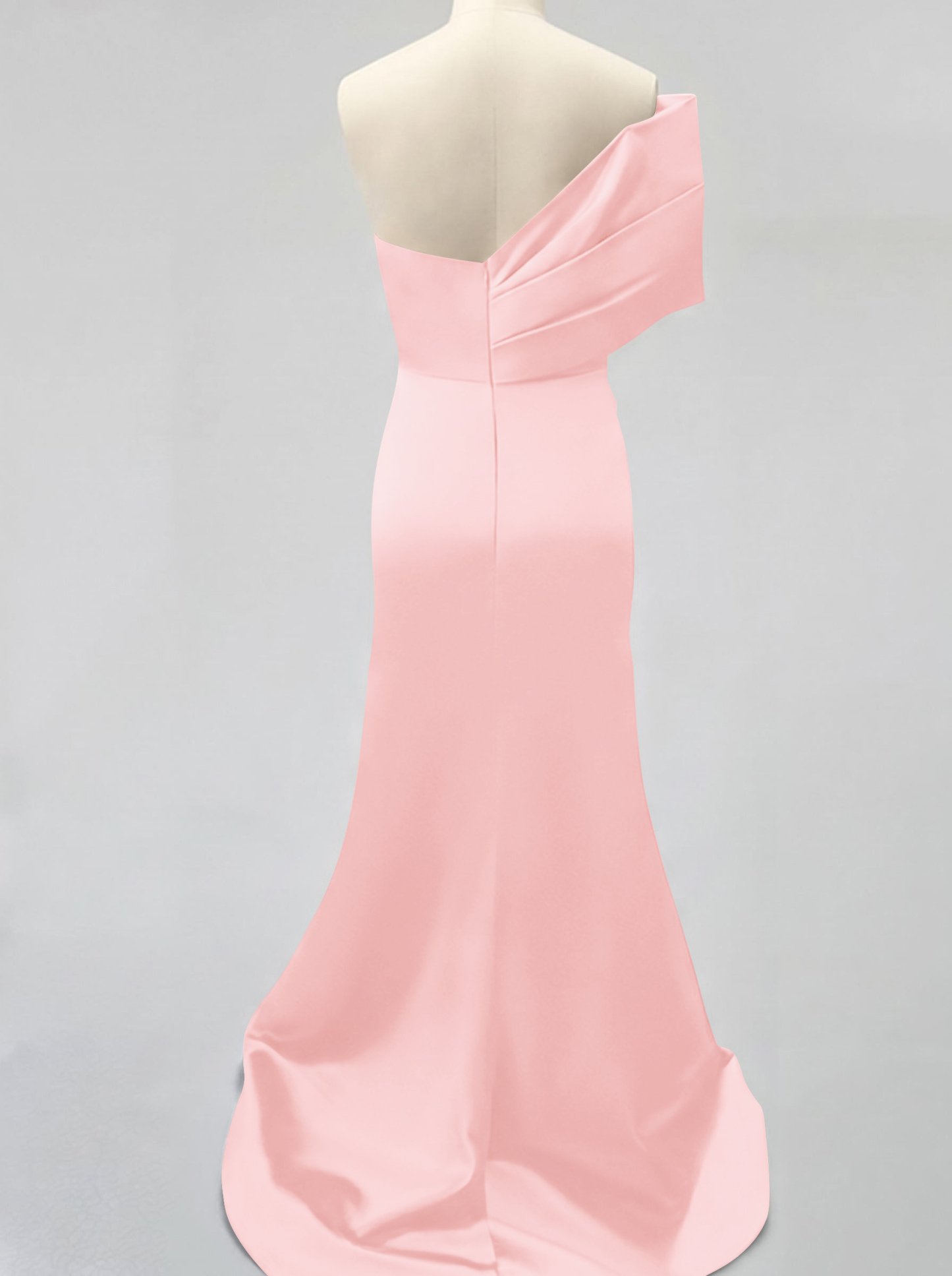 One-Shoulder Sleeveless Sweep Train Satin Bridesmaid Dresses With Split Front, product image 41