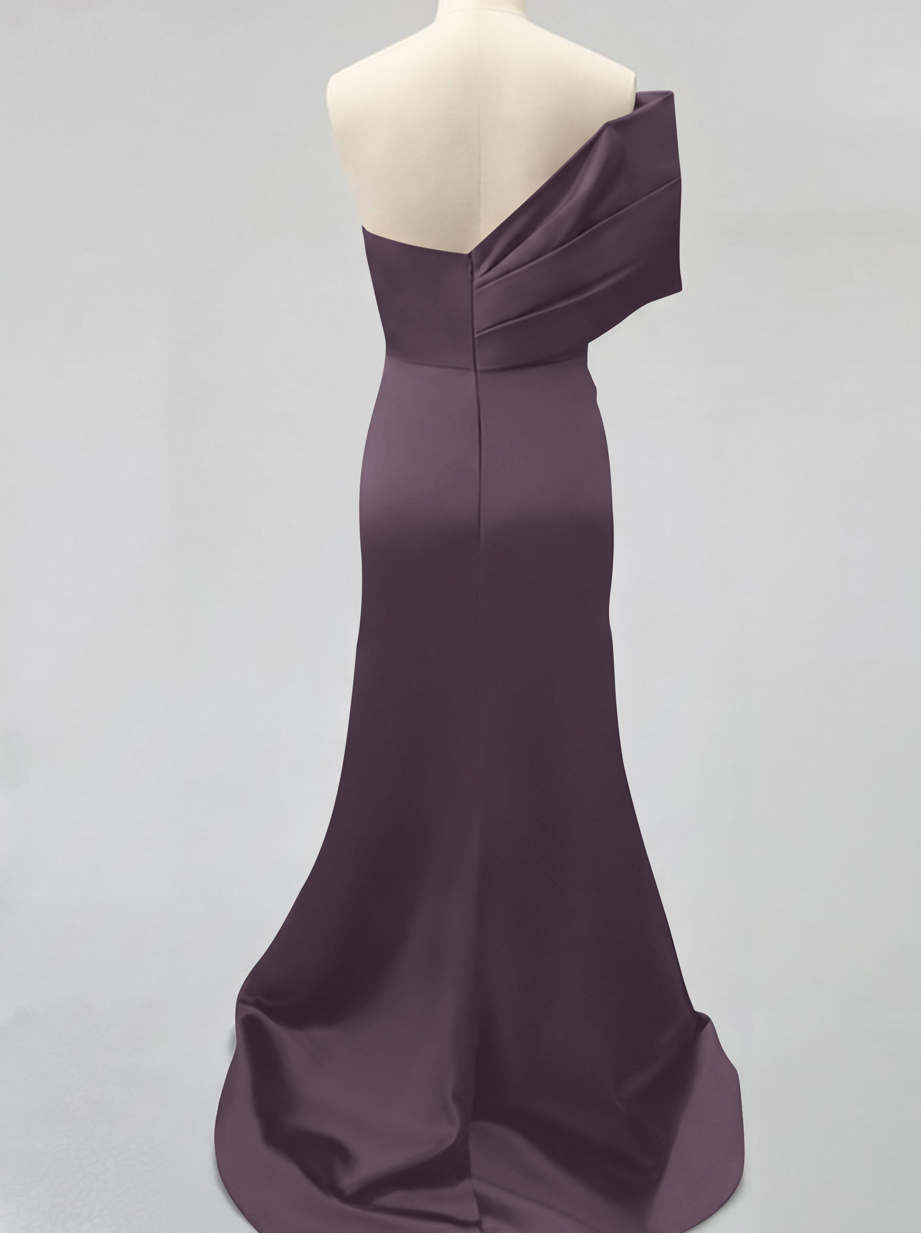 One-Shoulder Sleeveless Sweep Train Satin Bridesmaid Dresses With Split Front, product image 83