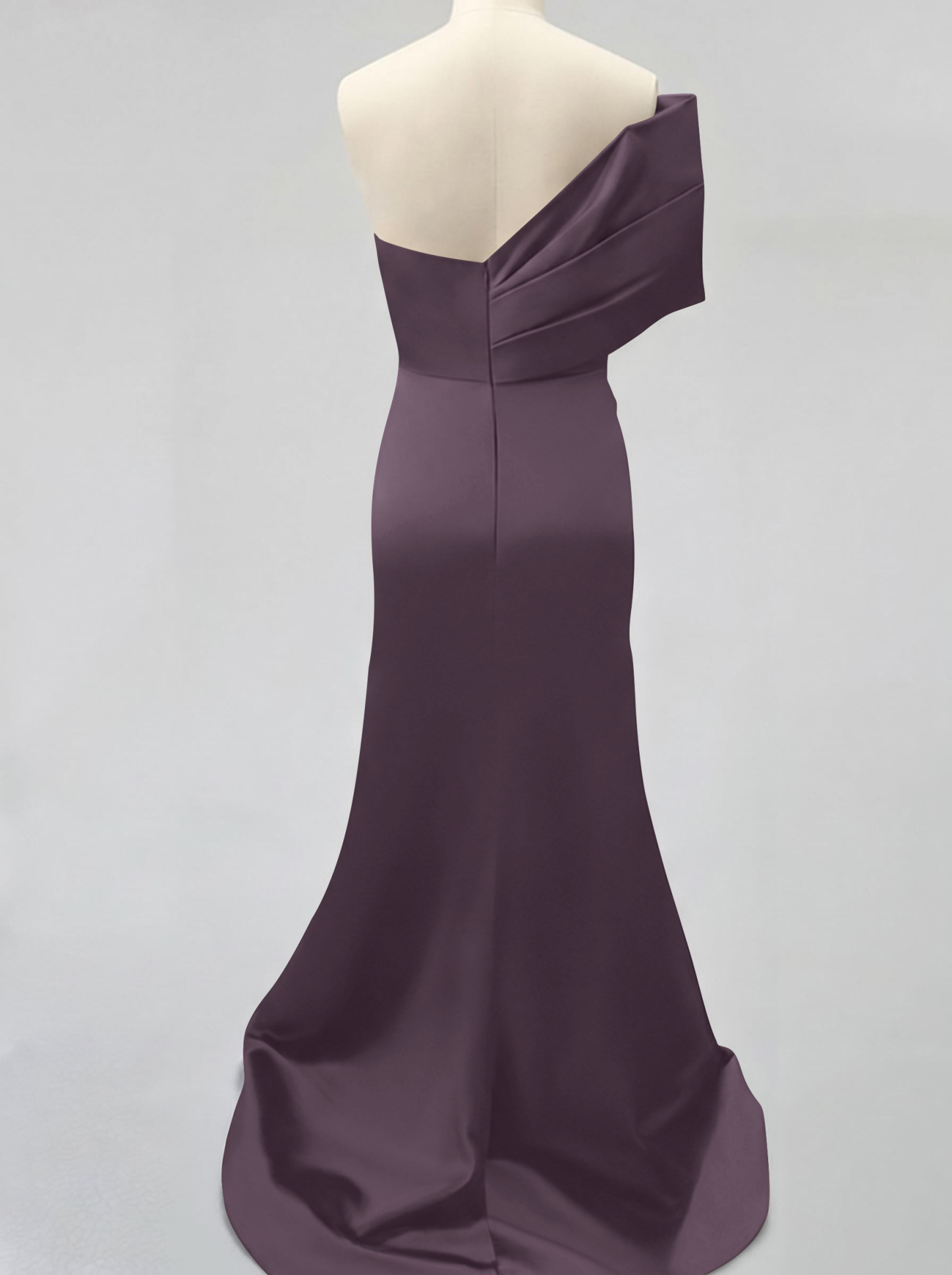One-Shoulder Sleeveless Sweep Train Satin Bridesmaid Dresses With Split Front, product image 83