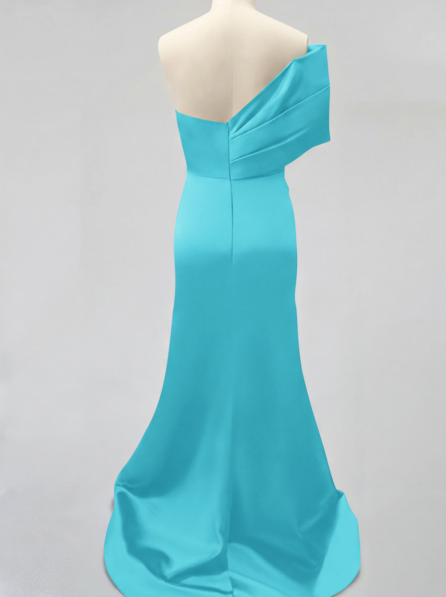 One-Shoulder Sleeveless Sweep Train Satin Bridesmaid Dresses With Split Front, product image 25