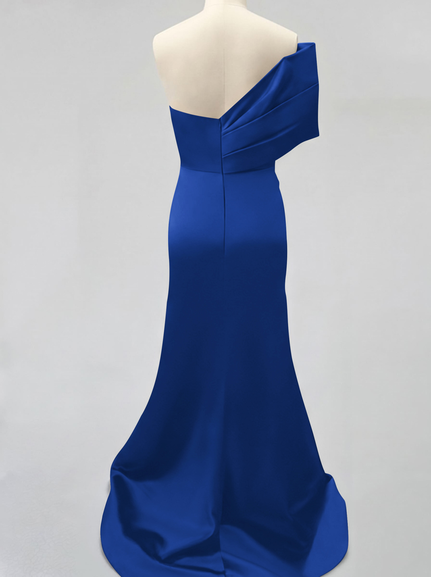 One-Shoulder Sleeveless Sweep Train Satin Bridesmaid Dresses With Split Front, product image 13