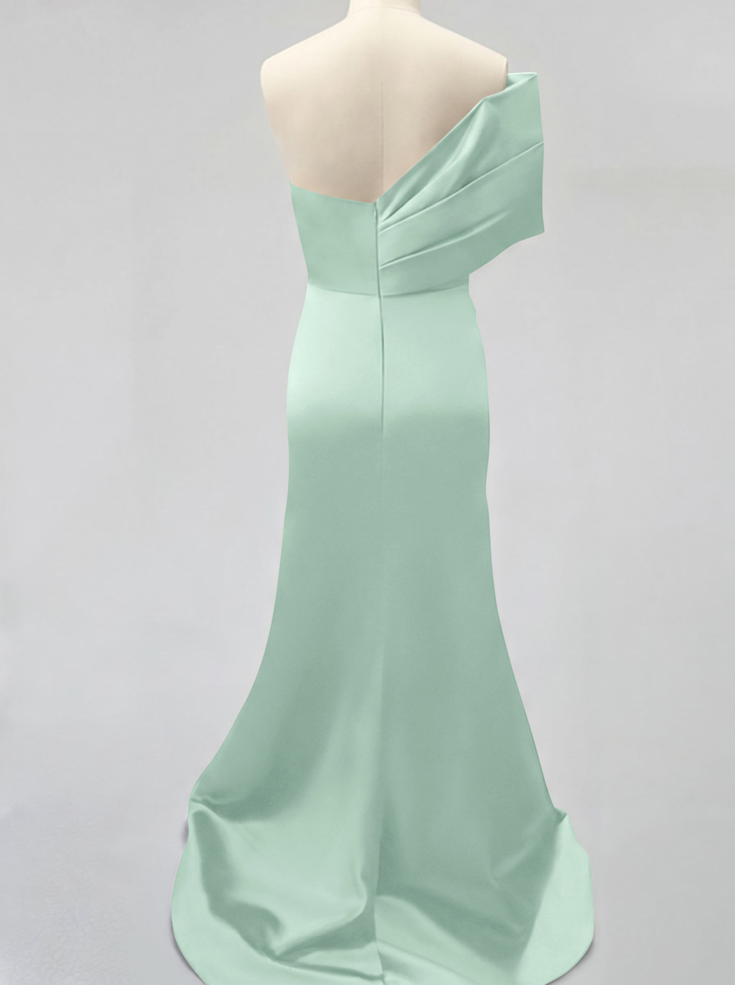 One-Shoulder Sleeveless Sweep Train Satin Bridesmaid Dresses With Split Front, product image 89