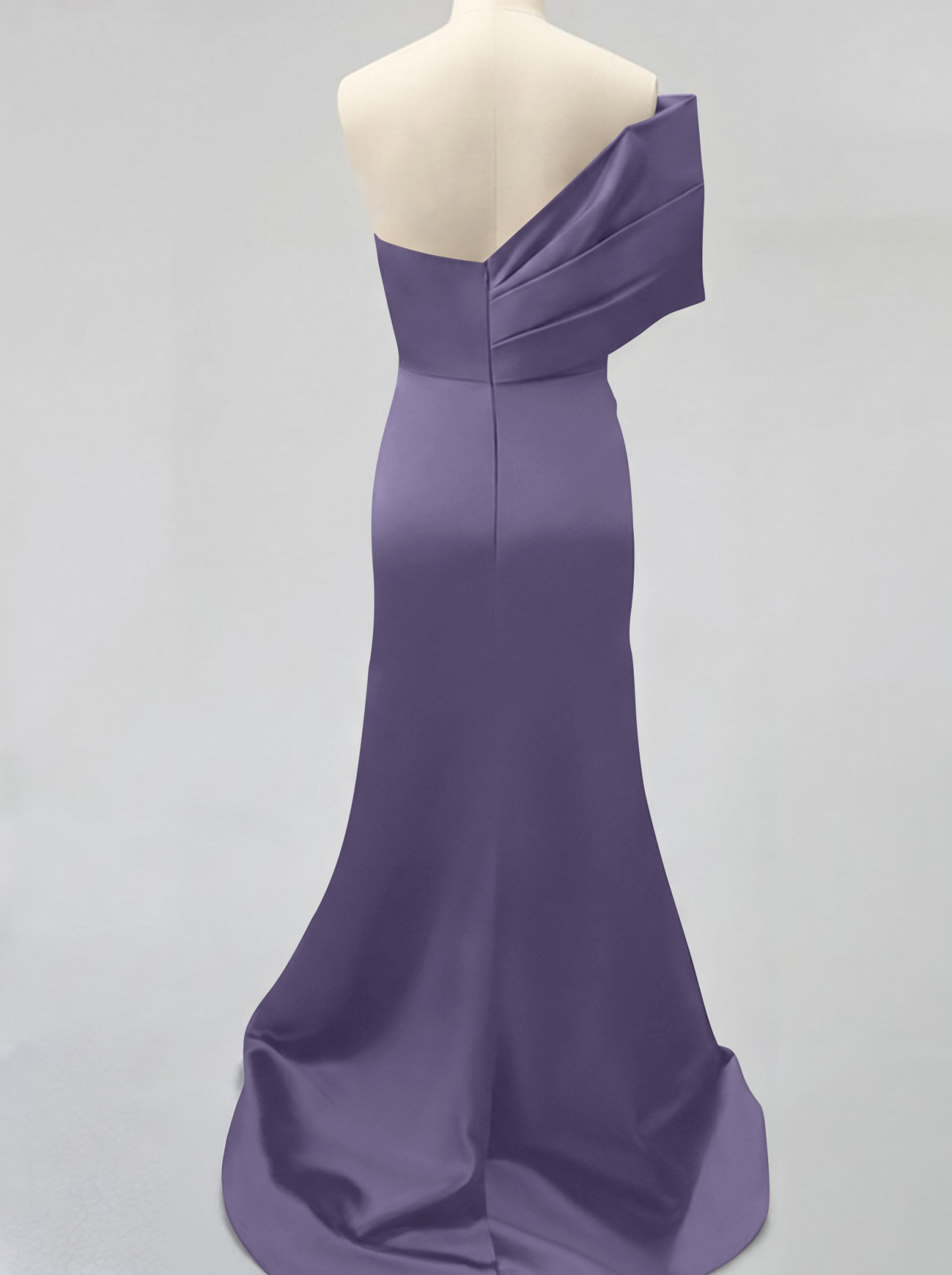 One-Shoulder Sleeveless Sweep Train Satin Bridesmaid Dresses With Split Front, product image 71