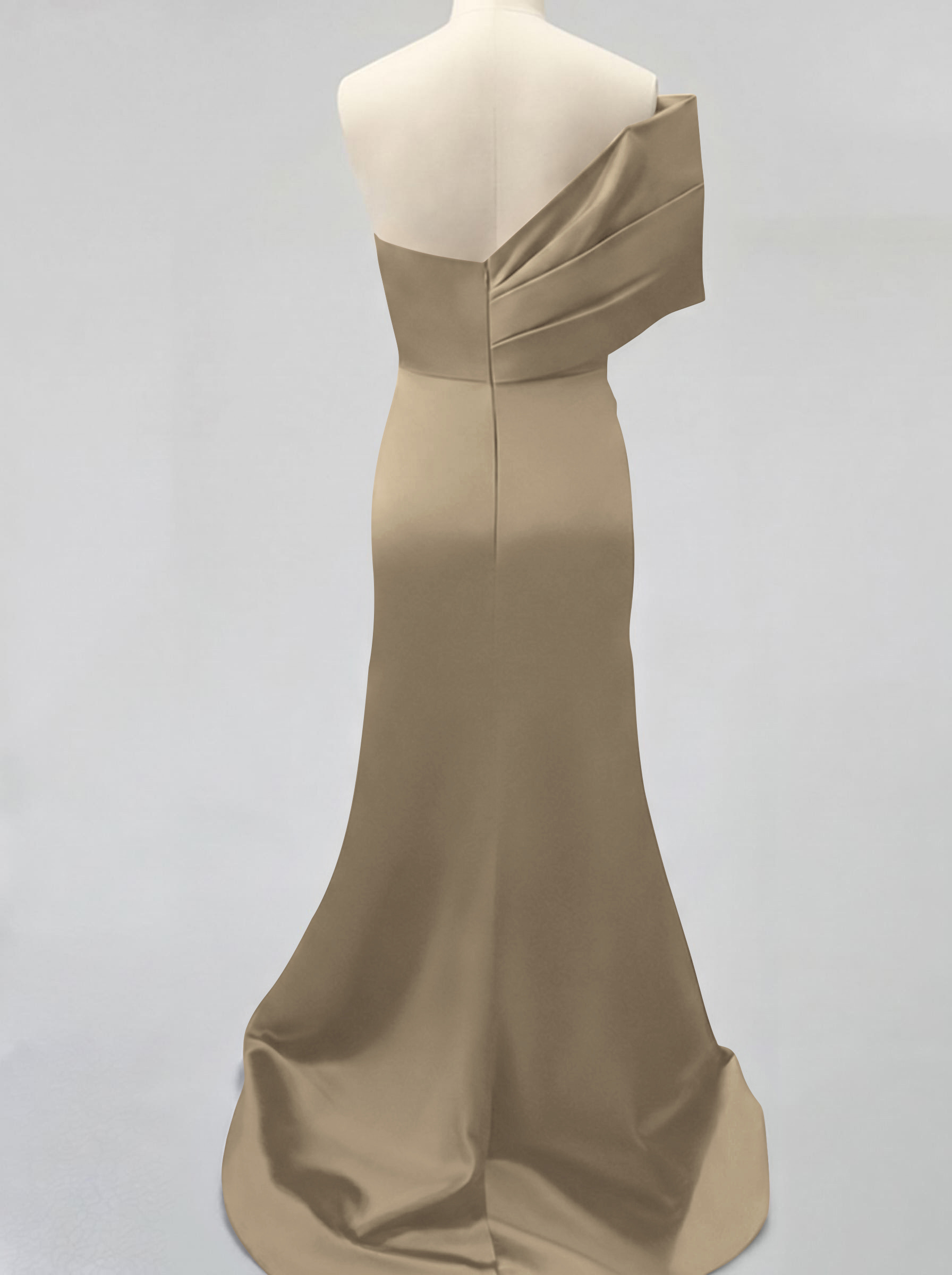 One-Shoulder Sleeveless Sweep Train Satin Bridesmaid Dresses With Split Front, product image 109