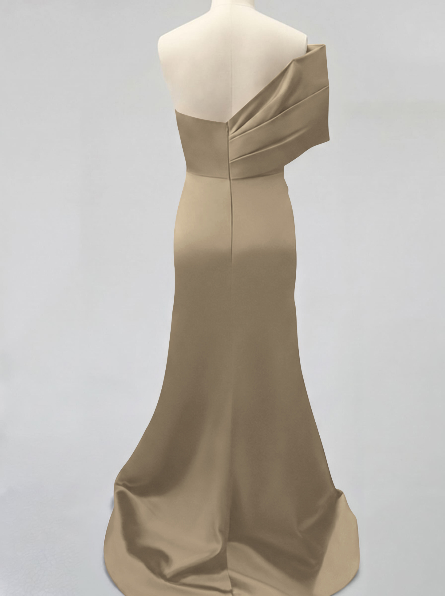 One-Shoulder Sleeveless Sweep Train Satin Bridesmaid Dresses With Split Front, product image 109