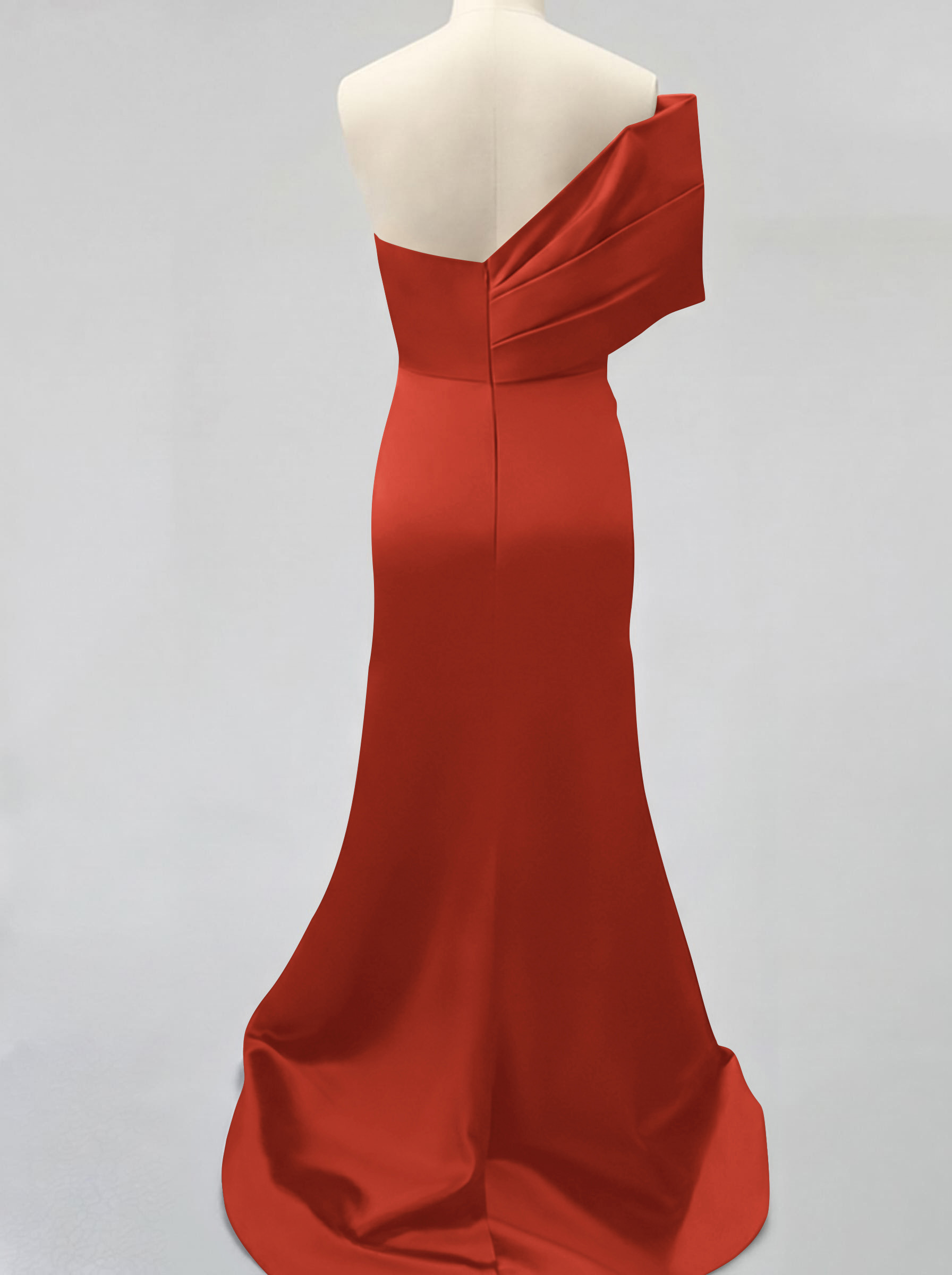One-Shoulder Sleeveless Sweep Train Satin Bridesmaid Dresses With Split Front, product image 59