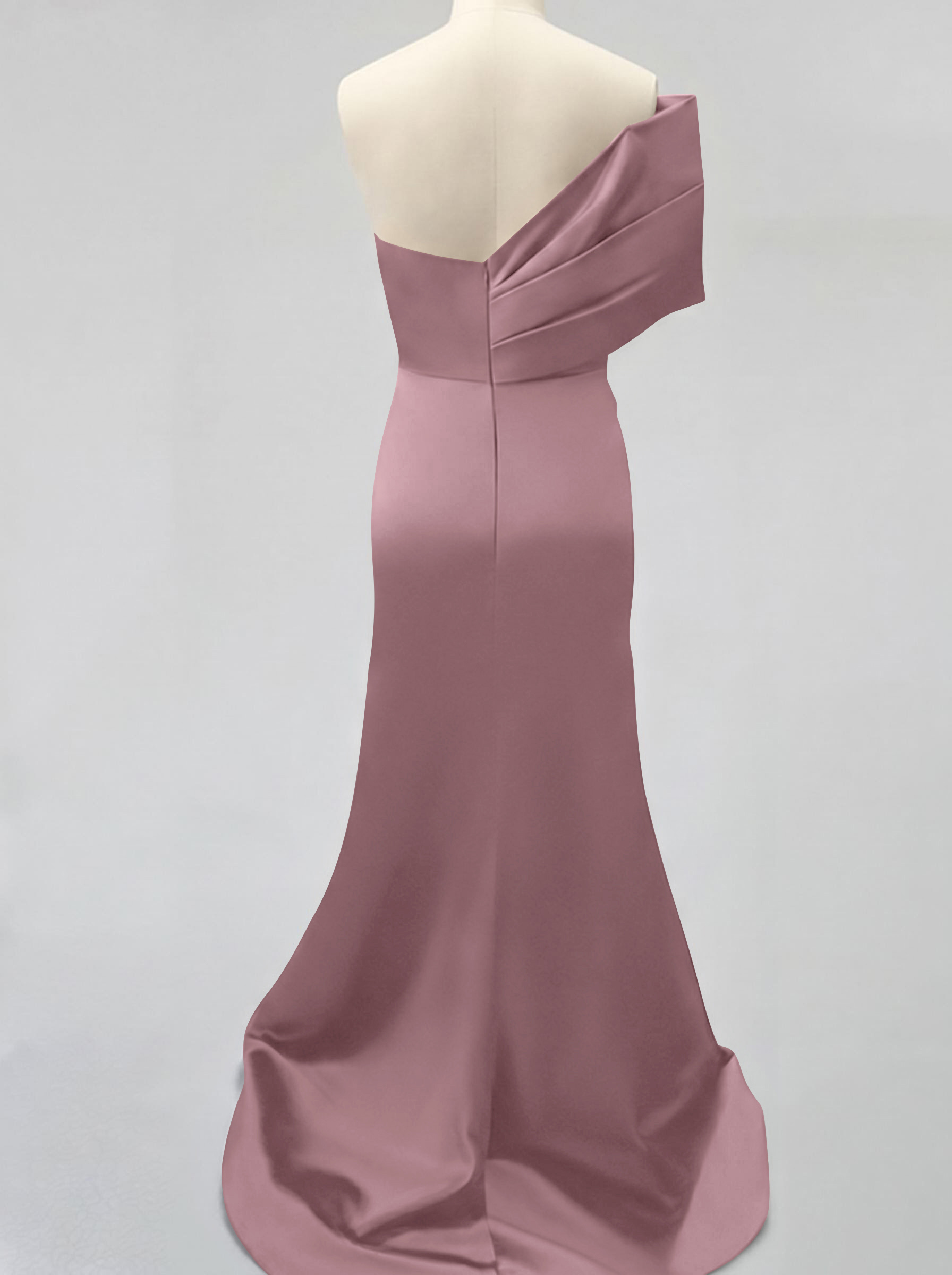 One-Shoulder Sleeveless Sweep Train Satin Bridesmaid Dresses With Split Front, product image 75