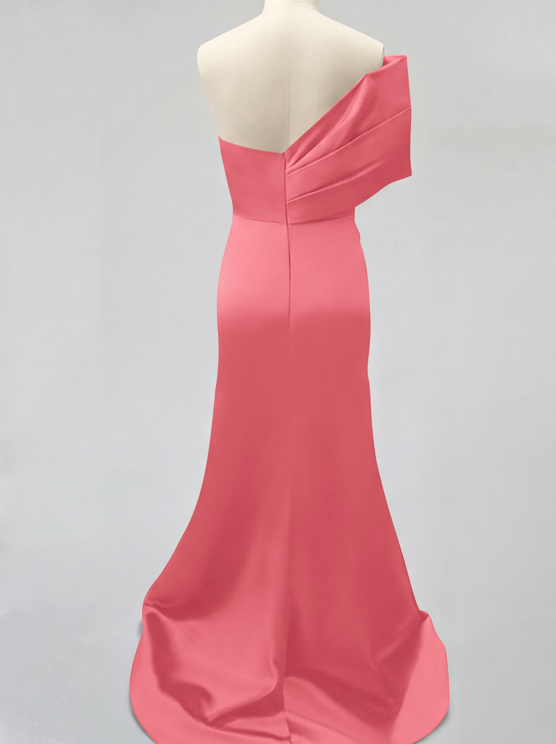 One-Shoulder Sleeveless Sweep Train Satin Bridesmaid Dresses With Split Front, product image 61